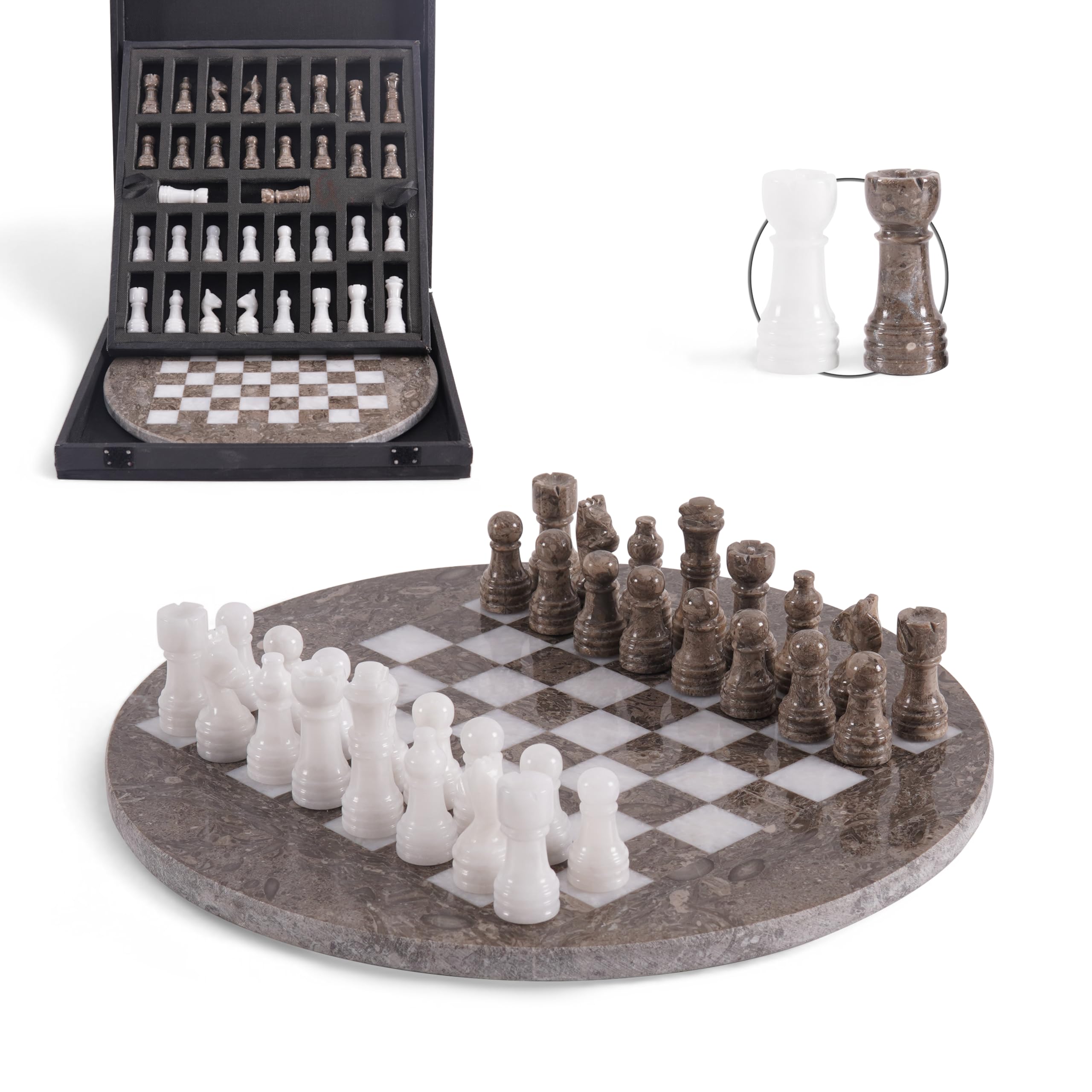Set di scacchi in marmo per adulti, bianco e verde, scacchiera fatta a mano da 30,5 cm, con scatola portaoggetti e 2 regine extra, classico gioco per 2 giocatori, regalo unico e
