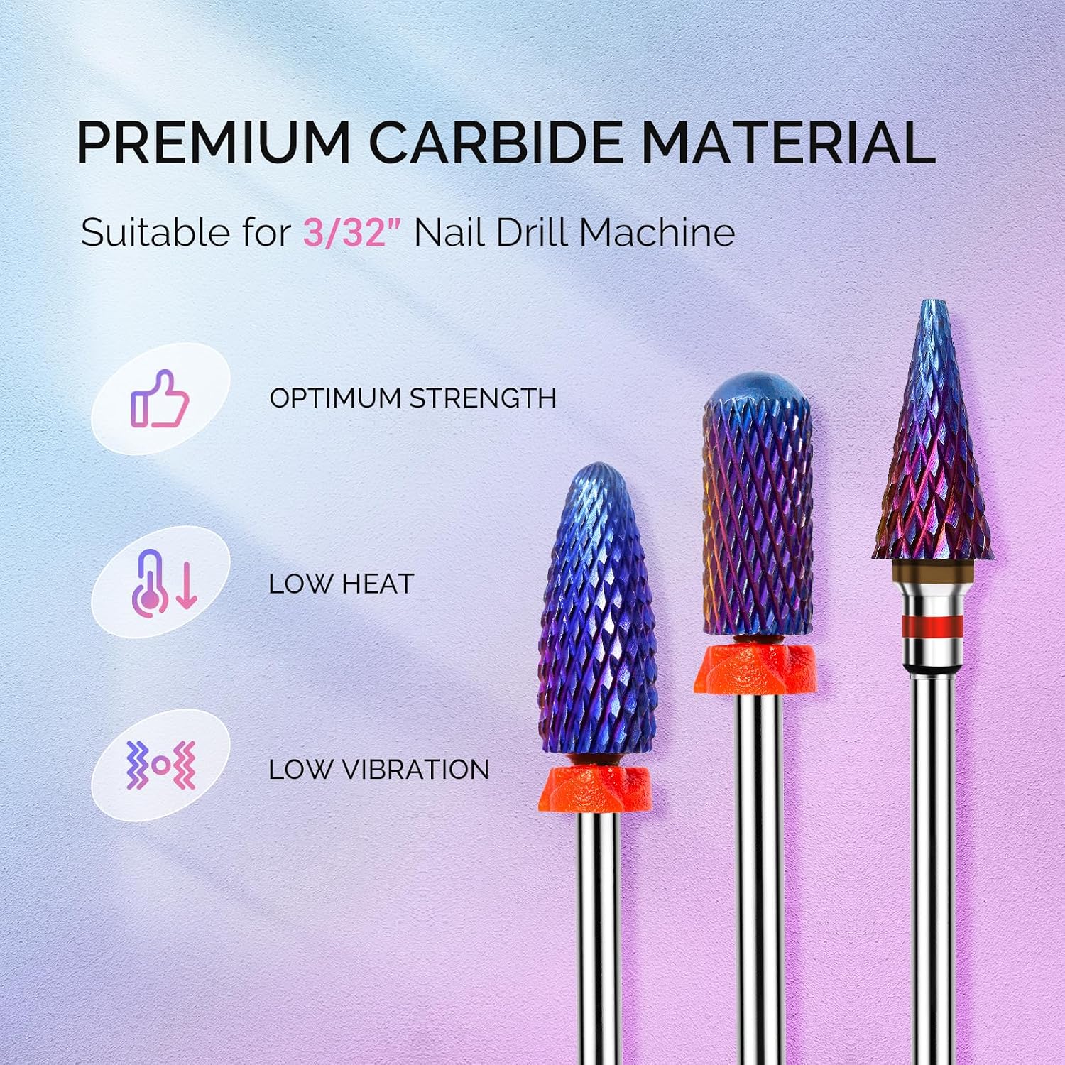 MelodySusie Nail Drill Bits Set with Long Flame, Smooth Round Top Small Barrel and Tapered Nib Bits image 5