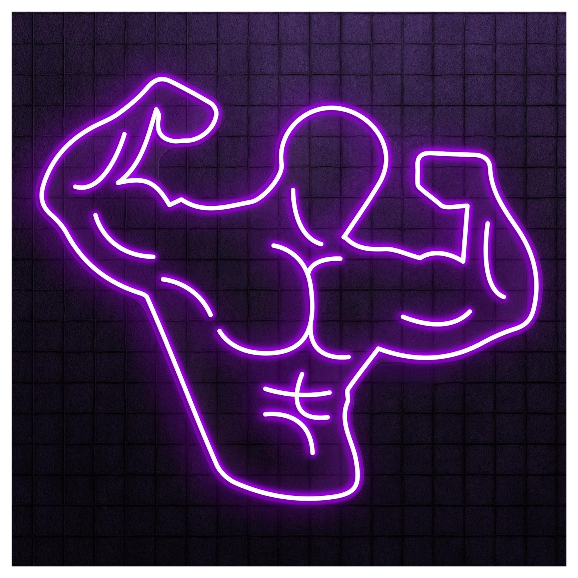 RONGCH Hanging Art Signs Bodybuilder Body Neon Sign, Suitable for Gym Lounge Decor with Brightness Adjustable 50cm