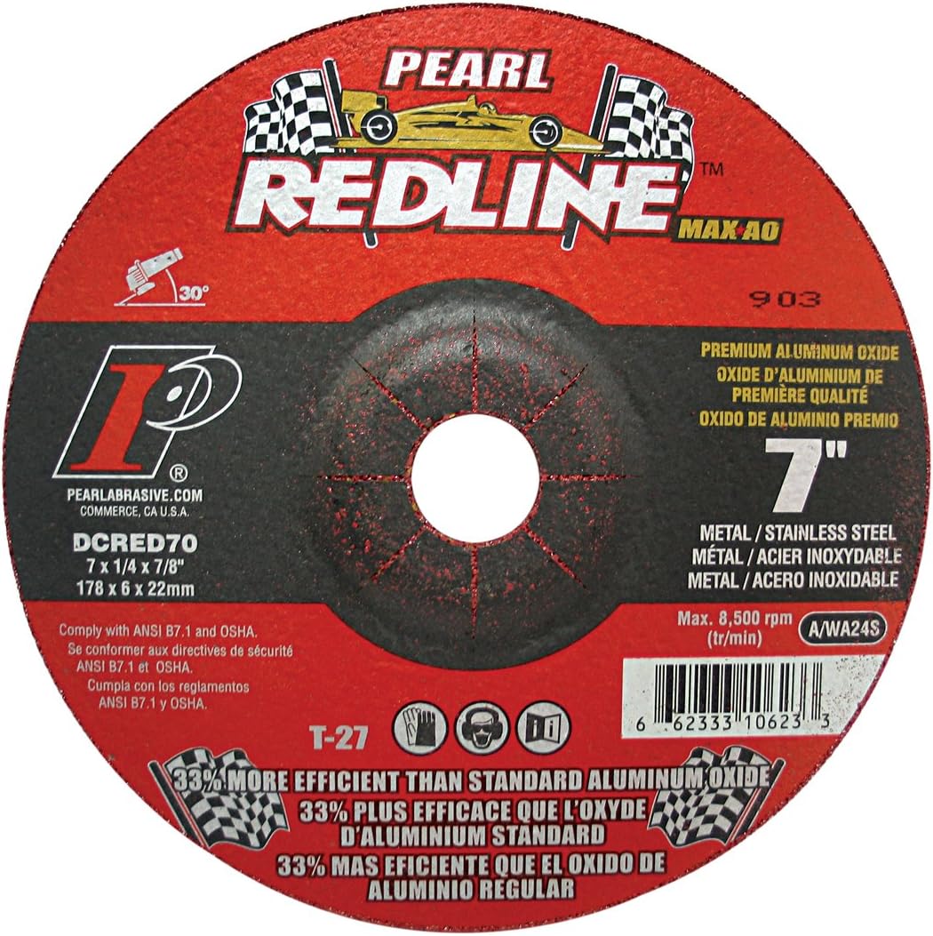 Pearl Abrasive DCRED70 7" by 1/4" by 7/8" Depressed Center Grinding