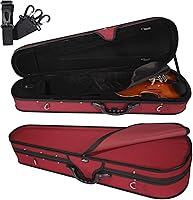 Vista 1 de adm Estuche rígido para violín de tamaño completo 4/4 Básico Profesional, mochila de forma triangular, suspensión súper ligera (rojo vino)