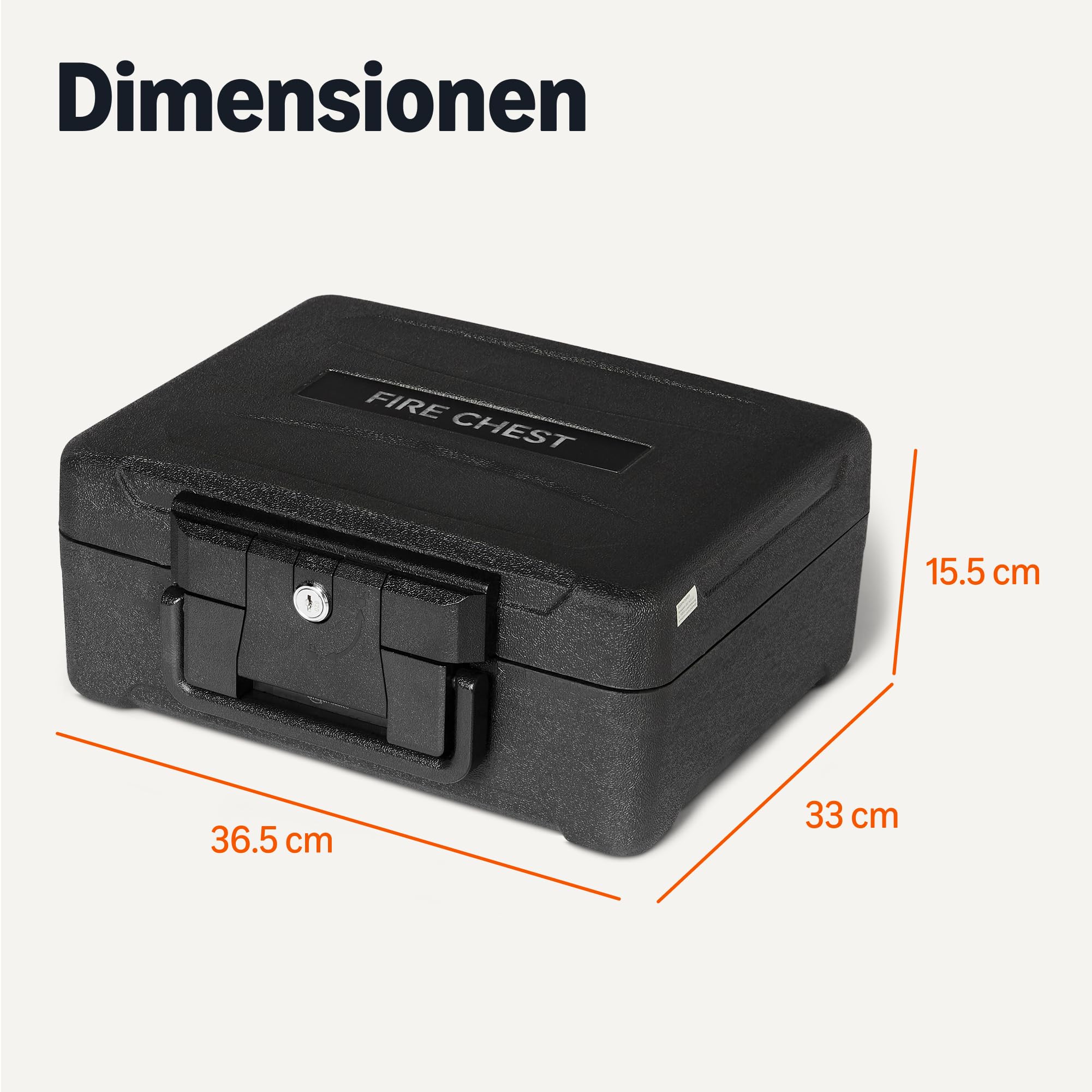 Amazon Basics Dokumentenkassette Feuer- und Wasserfest mit Schlüsselschloss, 6,2L Fassungsvermögen, UL 72 Klasse 350 zertifiziert, Schwarz