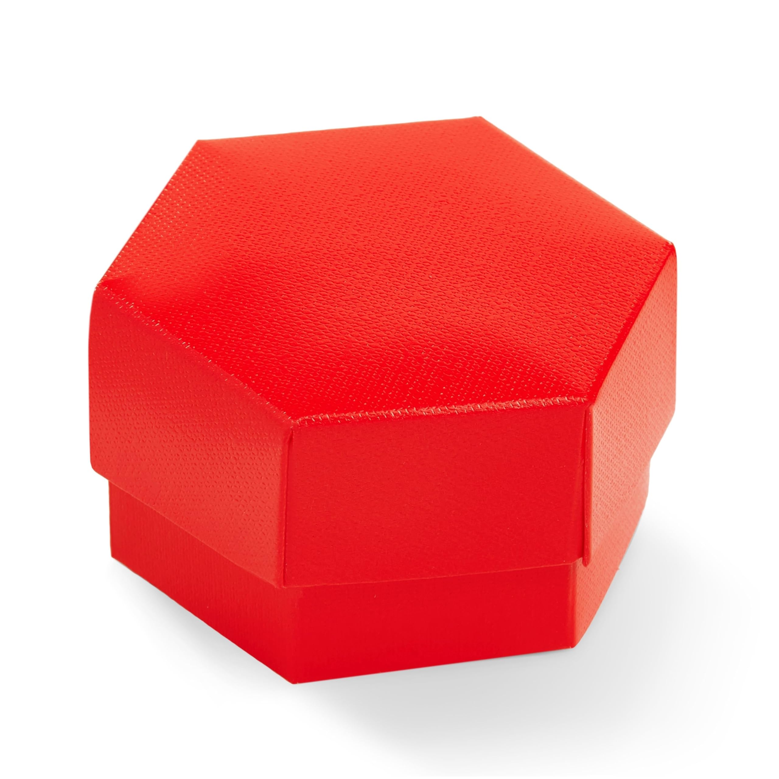 Boxes Craftory Kleine Geschenkschachteln, sechseckig, 6 x 4 cm, ideal für Hochzeit, Babyparty und Brautparty, rotes Leinen, 40 Stück