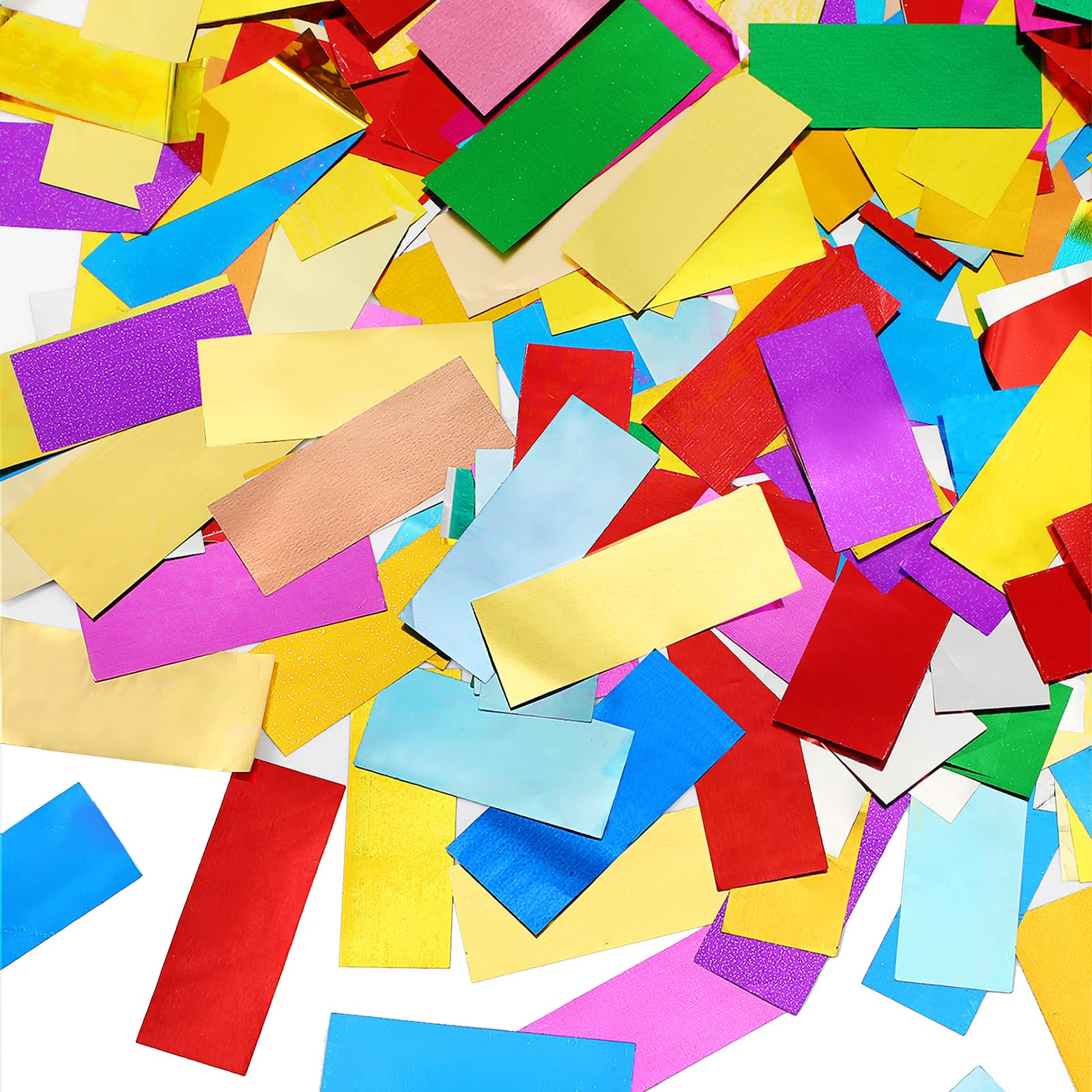 HyDren Rectangle Metallic Confetti Multicolor Foil Sprinkles Table Confetti for New Year Holiday Baby Shower Gender Reveal Weddings Birthday Clubs Celebrations Fiesta Party Decor, 0.79 x 1.97 Inch