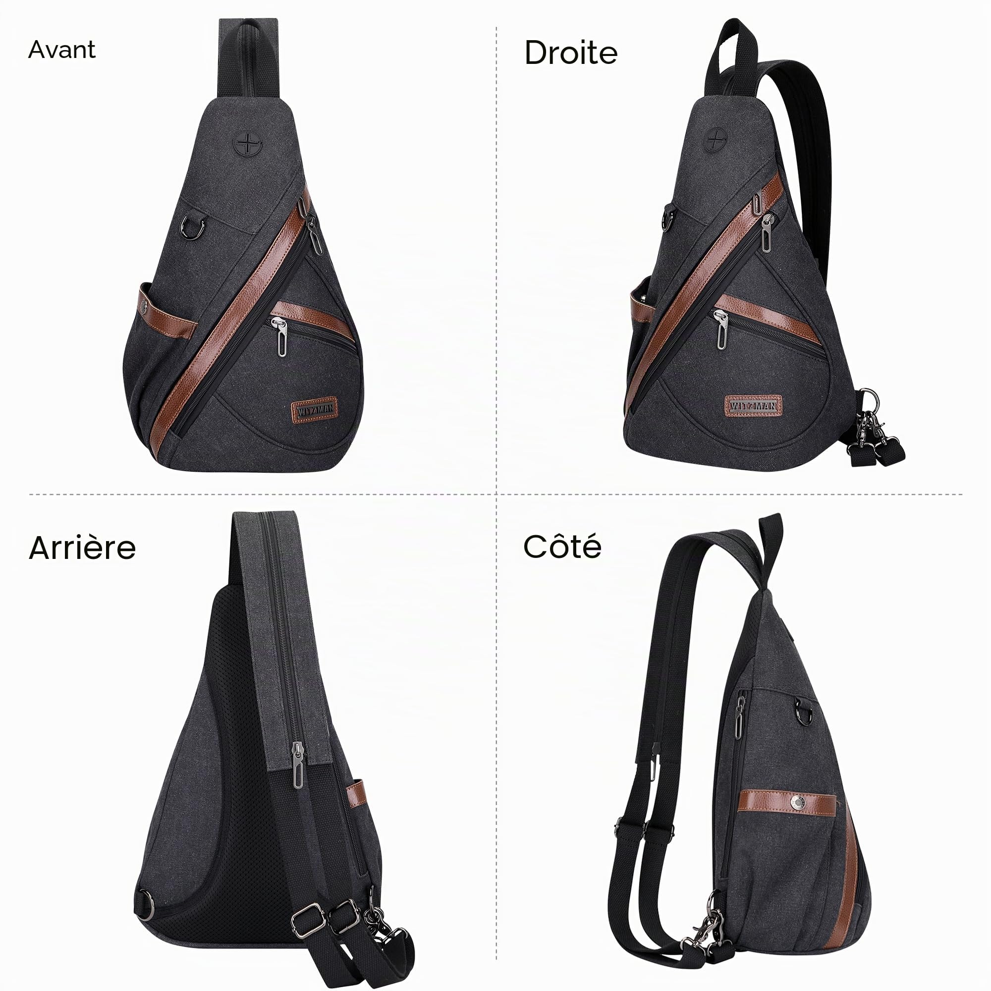 WITZMAN Sac Bandoulière Homme En Toile Vintage Convertible Sac À Dos