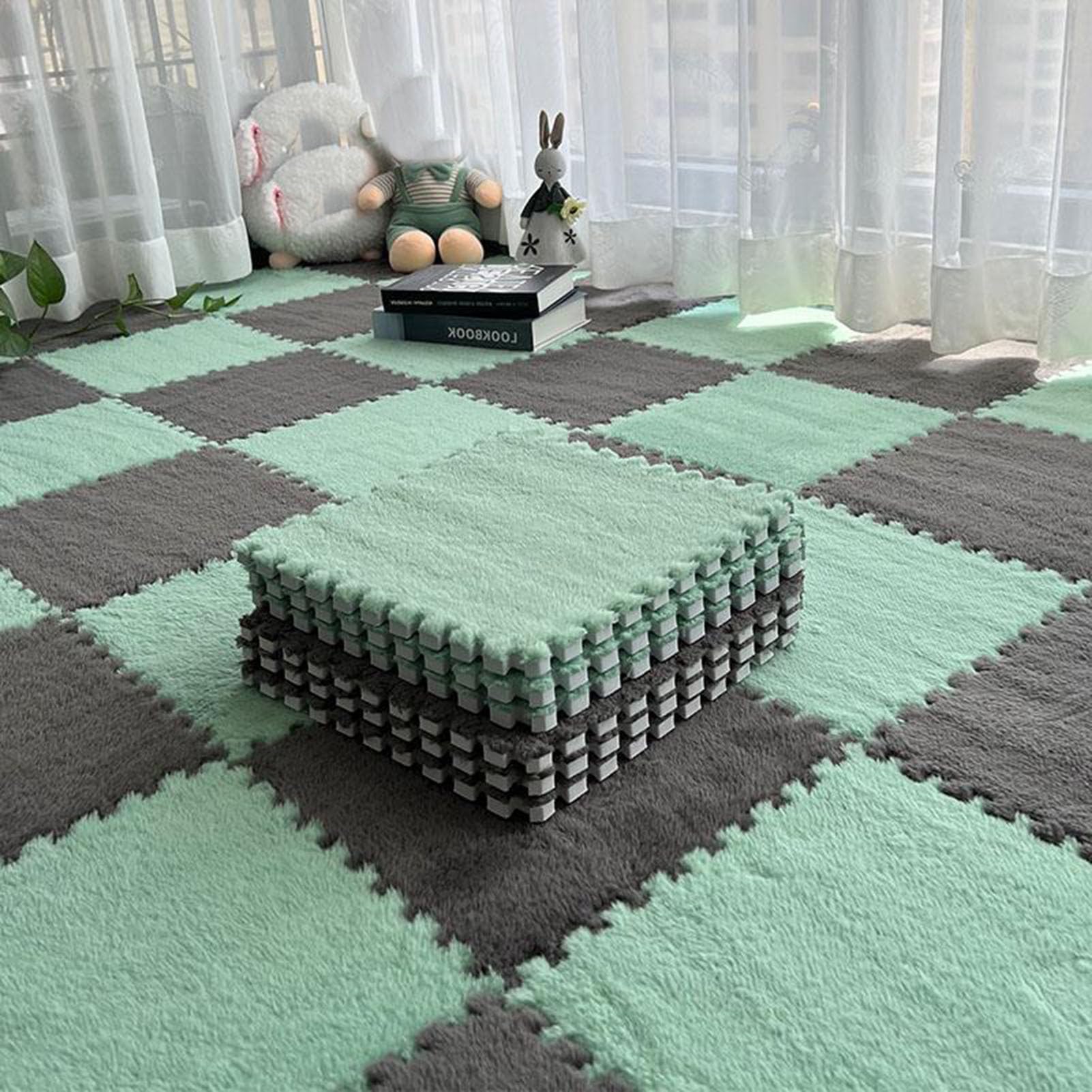 Dalles de moquette emboîtables en mousse lot de 10 tapis de jeu coloré