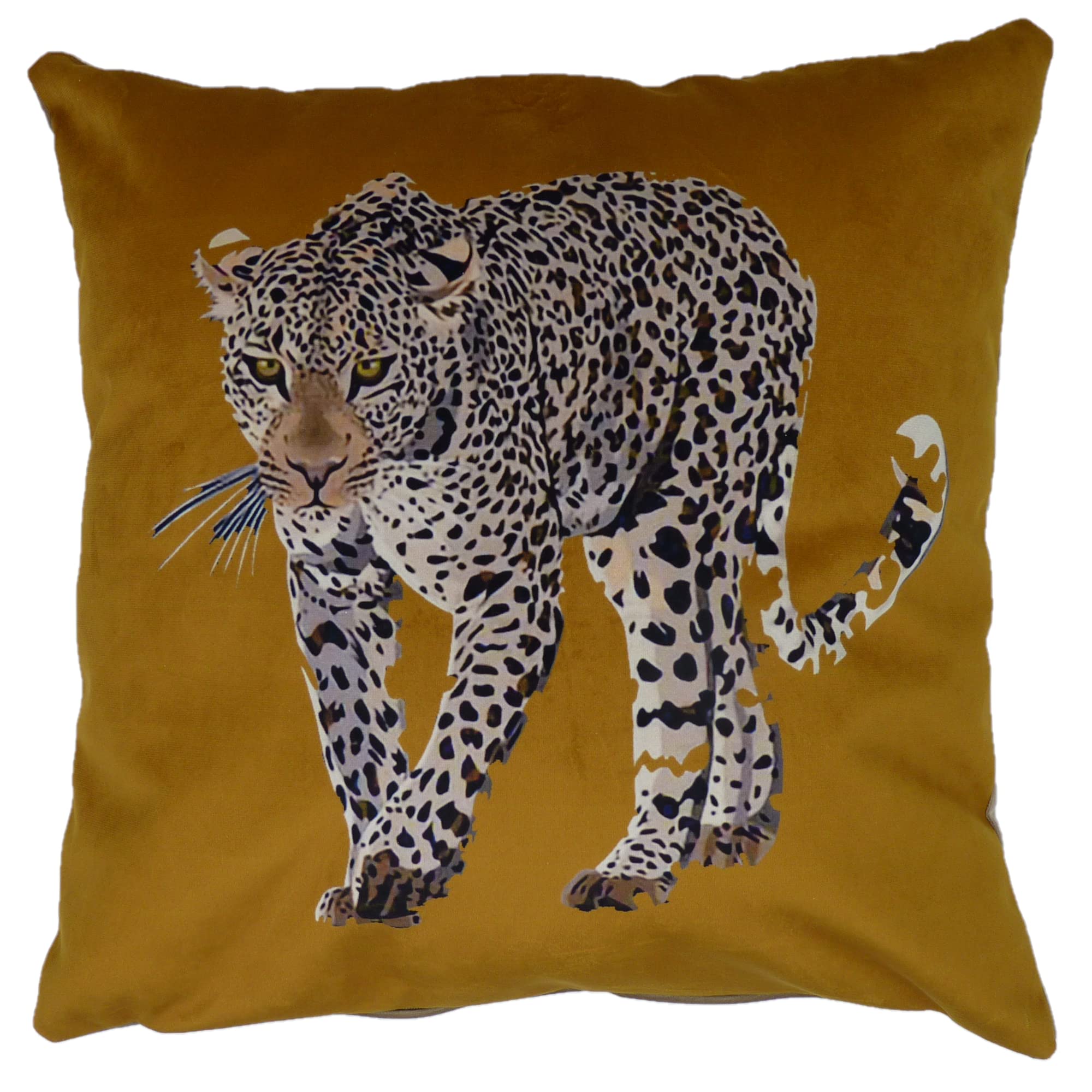 Ochre Gold Soft Velvet Feel Leopard Cushion Cover In 45Cm X 45Cm (18")
