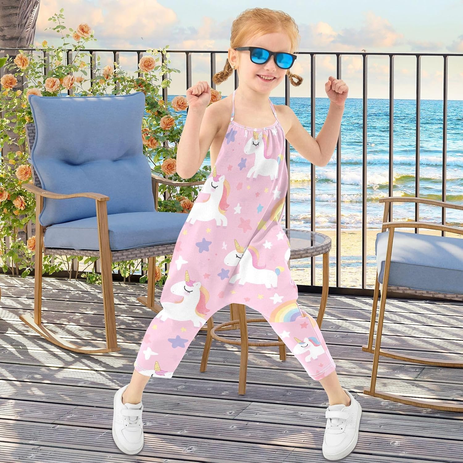 Star Unicorn Toddler Girl Clothes Sleeveless Romper Jumpsuit for Girls Summer One Piece Romper Pants Size 1-6T