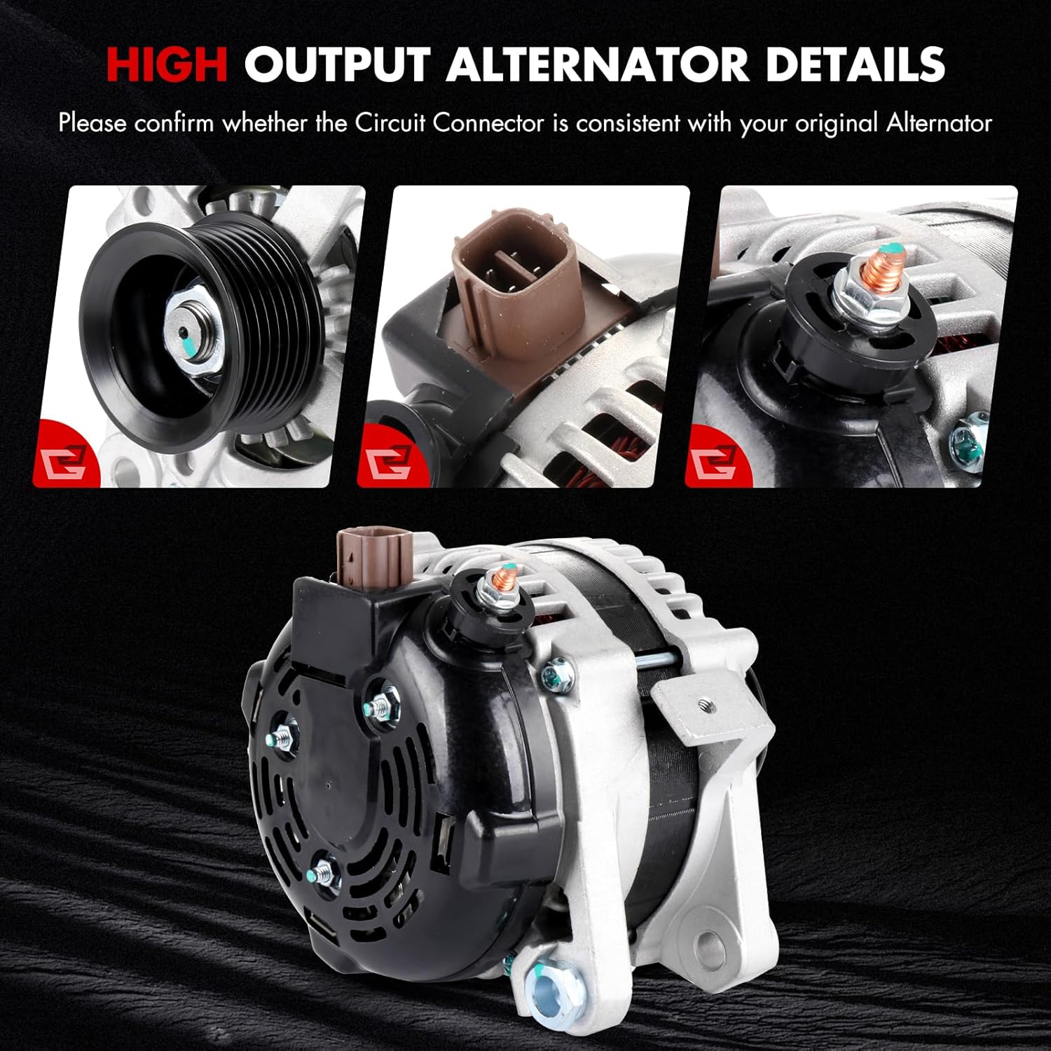 New Alternator Compatible for Toyota for Camry L4 2.4L for Toyota for Highlander L4 2.4L 2004-2007, 100Amp/12Volt High Output Alternator Replaces 11034 104210-3880