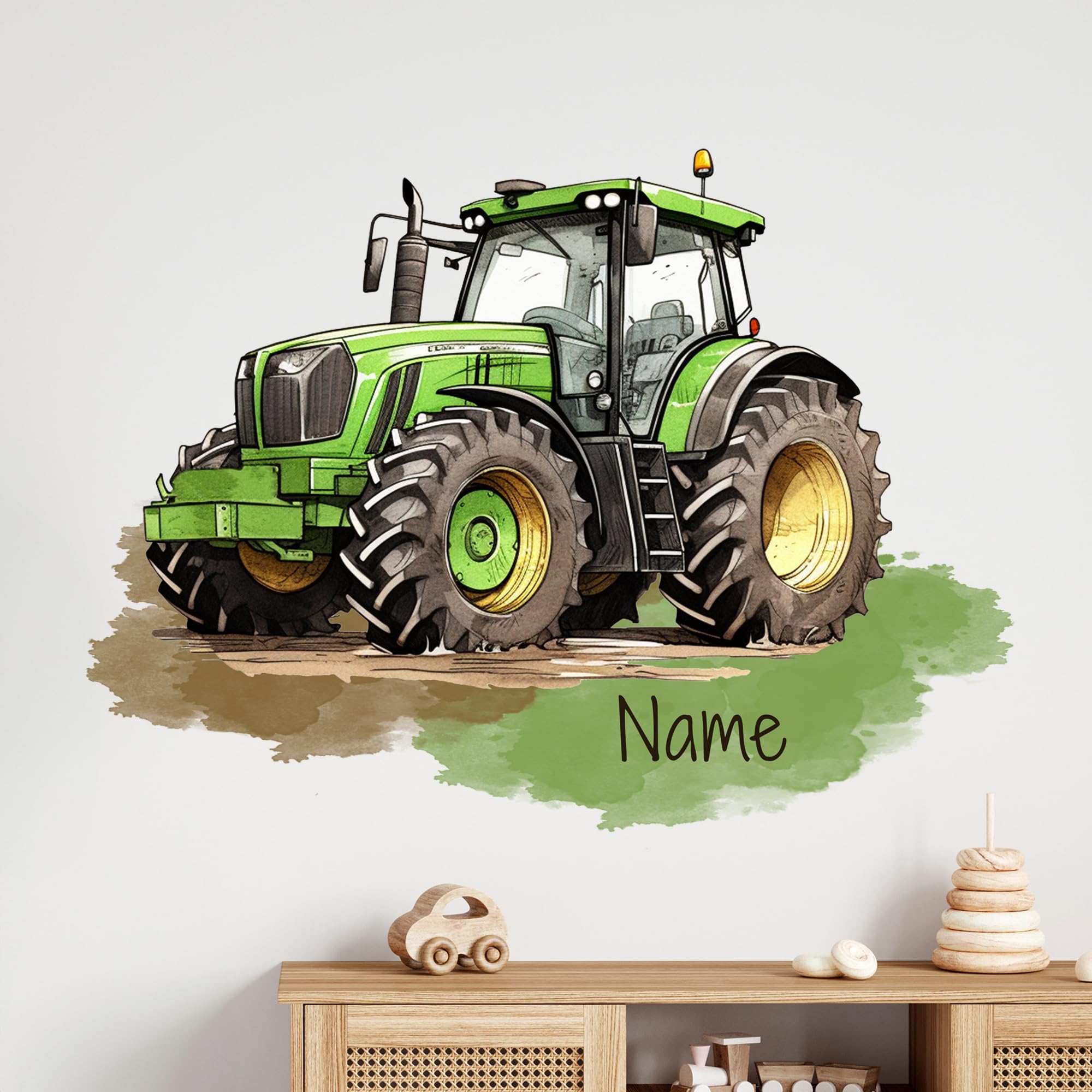 GRAZDesign Wandtattoo Trecker Kinderzimmer Junge mit Namen personalisiert Junge Wandsticker Traktor - 54x40cm