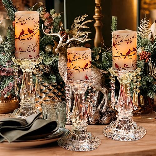 Miniatura 3 de Velas sin llama parpadeantes de rayas rojas de Navidad, velas LED de cera real con temporizador para decoración del hogar, fiesta de Navidad D3 x H4