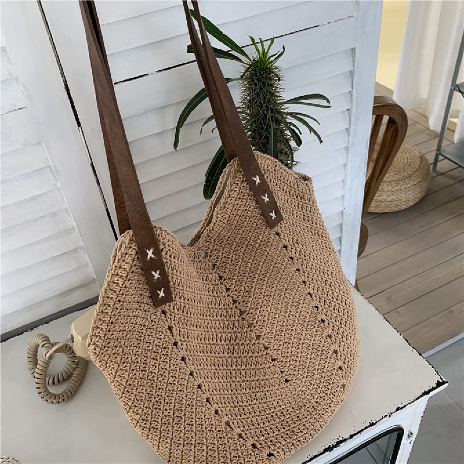 Sac tissé en silt, sac à bandoulière en filet de coton fait à la main, adapté aux vacances/sac de plage, à la mode et polyvalent