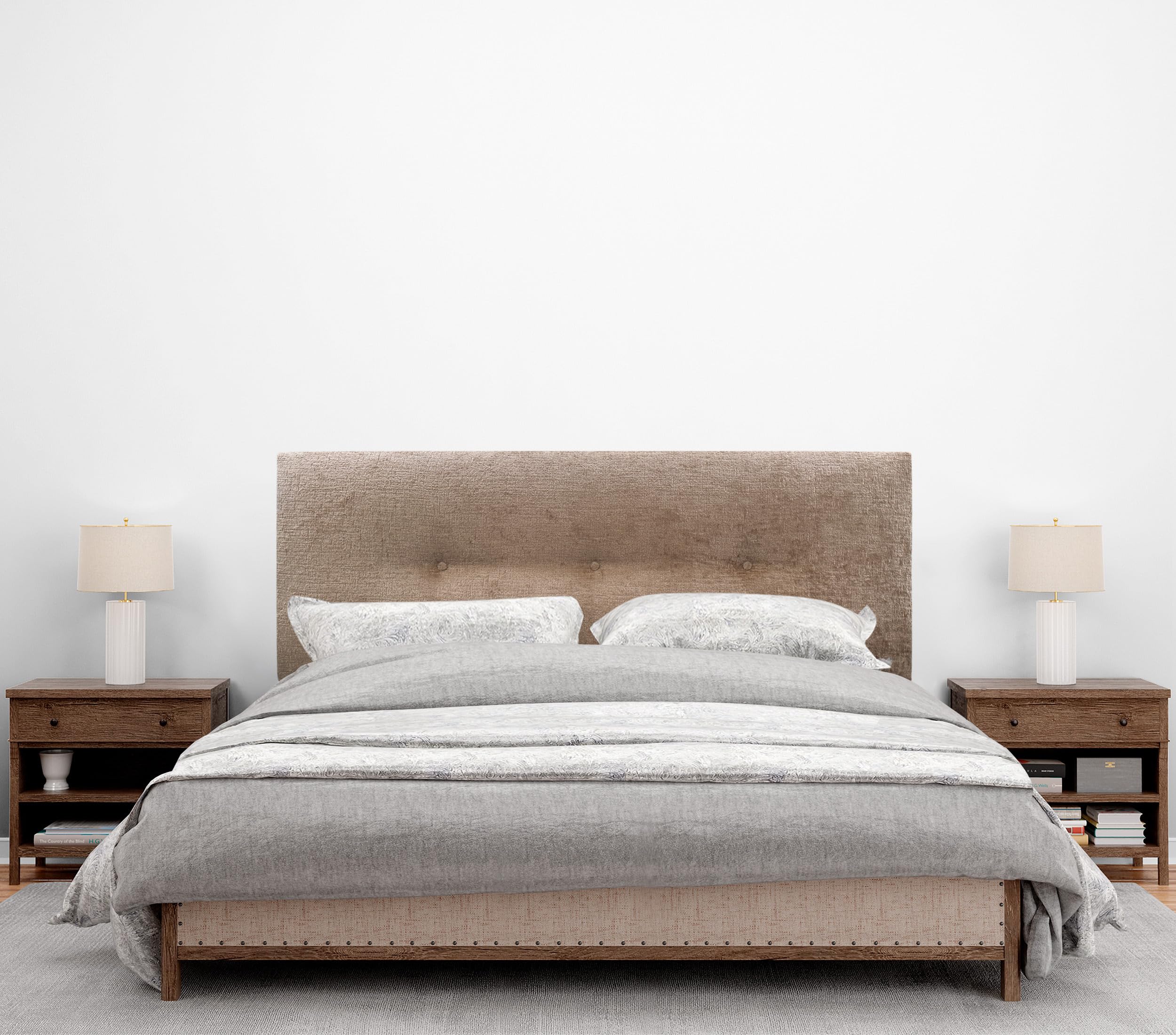 DHOME Tête de lit en Laine Naturelle avec Boutons Tête de lit tapissée Chambre à Coucher Literie tapissée Winter Luxury (Leine Brune, 160x50cm (150/160))