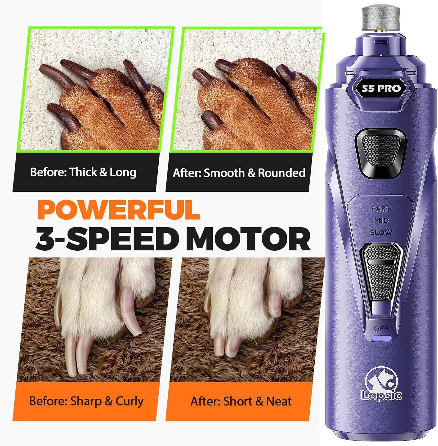 Whisper Quiet Dog Nail Grinder Safe & Stress-Free for Sensitive Dogs Cats view 4