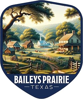 Baileys Prairie Texas Vintage Shield Badge Souvenir - 4-Inch Vinyl Magnet