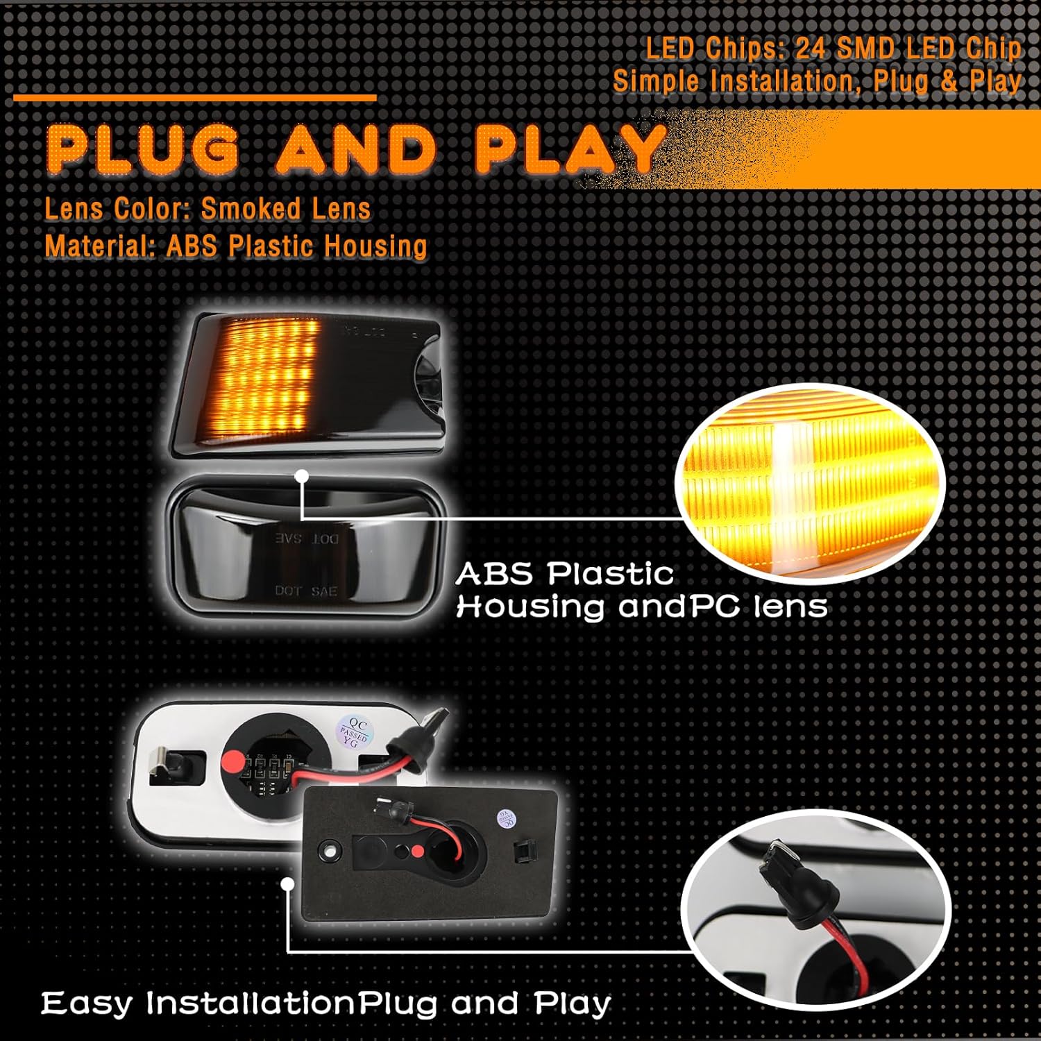 Smoked Lens LED Cab Roof Light Kit Replacement for H2 2003-2009 H2 SUT 2005-2009,Top Clearance Size Marker Lights Amber & Red LED Front Rear OE Halogen Lamps Replacement,10 PCs