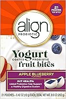 Align Probiotic Yogurt Coated Fruit Bites Apple Blueberry - Supports Digestive Health, #1 Doctor Recommended, 21 Pouches