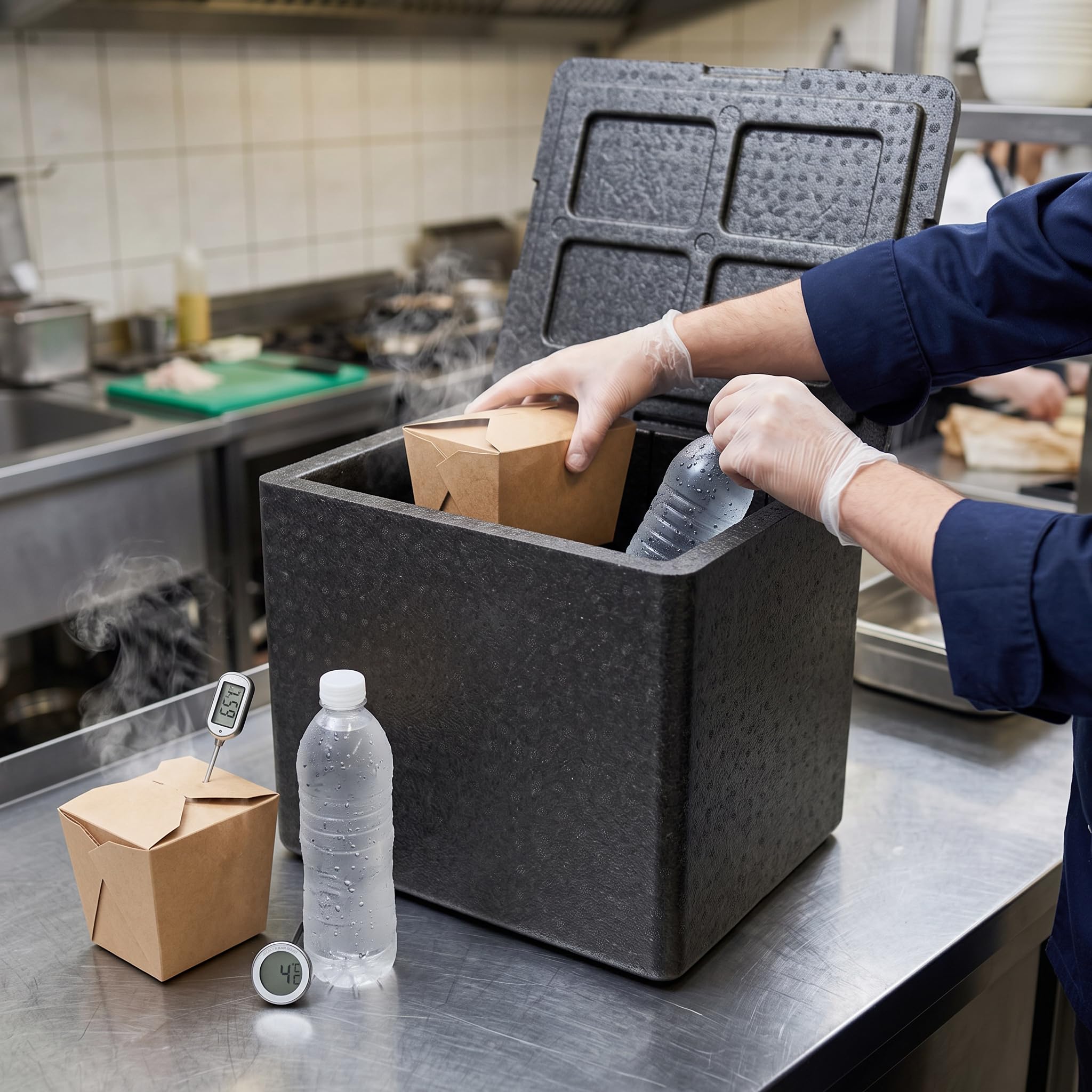 Caja Térmica Espuma, Contenedor Isotérmico para Entrega Alimentos, Aislamiento para Comida Caliente y Fría, 18L y 43L
