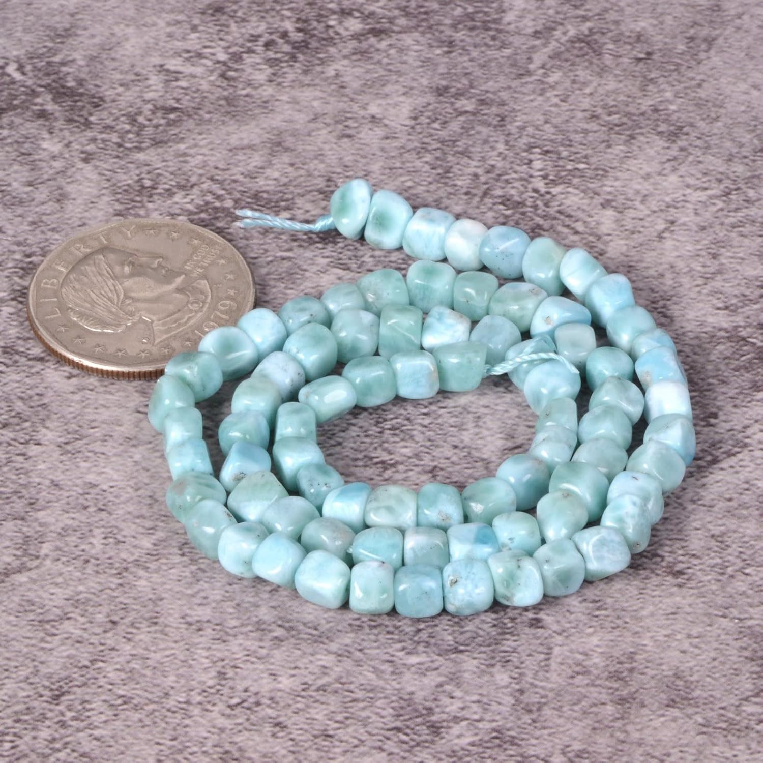 Natural Blue Larimar Cube Pebble Freeform Loose Beads 16 Inch for DIY Jewelry Making Beads - Image 2