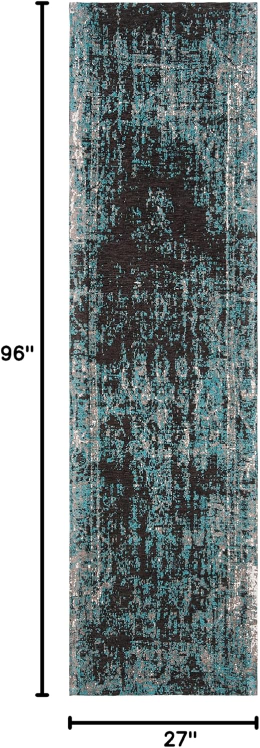 SAFAVIEH Classic Vintage Collection Runner Rug - 2'3" x 8', Teal & Brown, Distressed Design, Non-Shedding & Easy Care, Ideal for High Traffic Areas in Living Room, Bedroom (CLV225A)