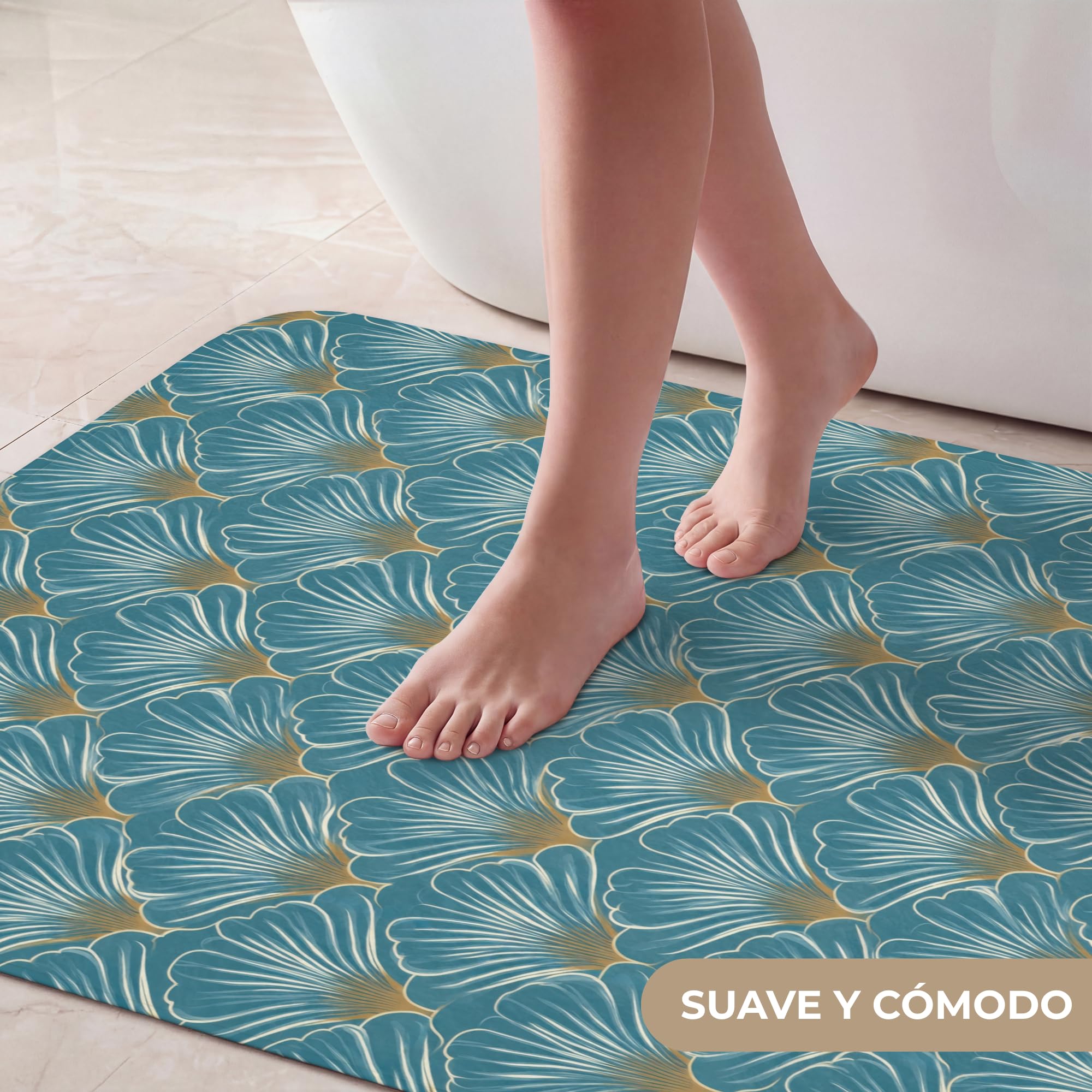 Bath Mat Rectangular 60x90 cm Alfombra Baño Alfombrilla Alfombras Ducha Lavable Antideslizante Tapete Banheiro Decoración Simétrico - Patrón - Azul