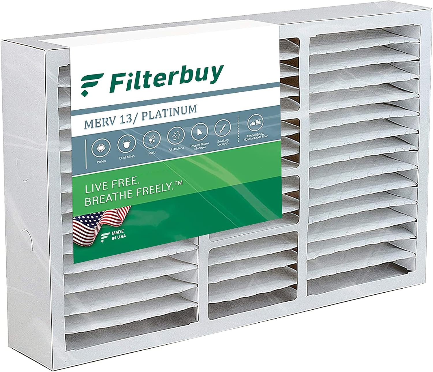 Filterbuy 16x20x5 / 16x22x5 Air Filter MERV 13, Pleated Replacement