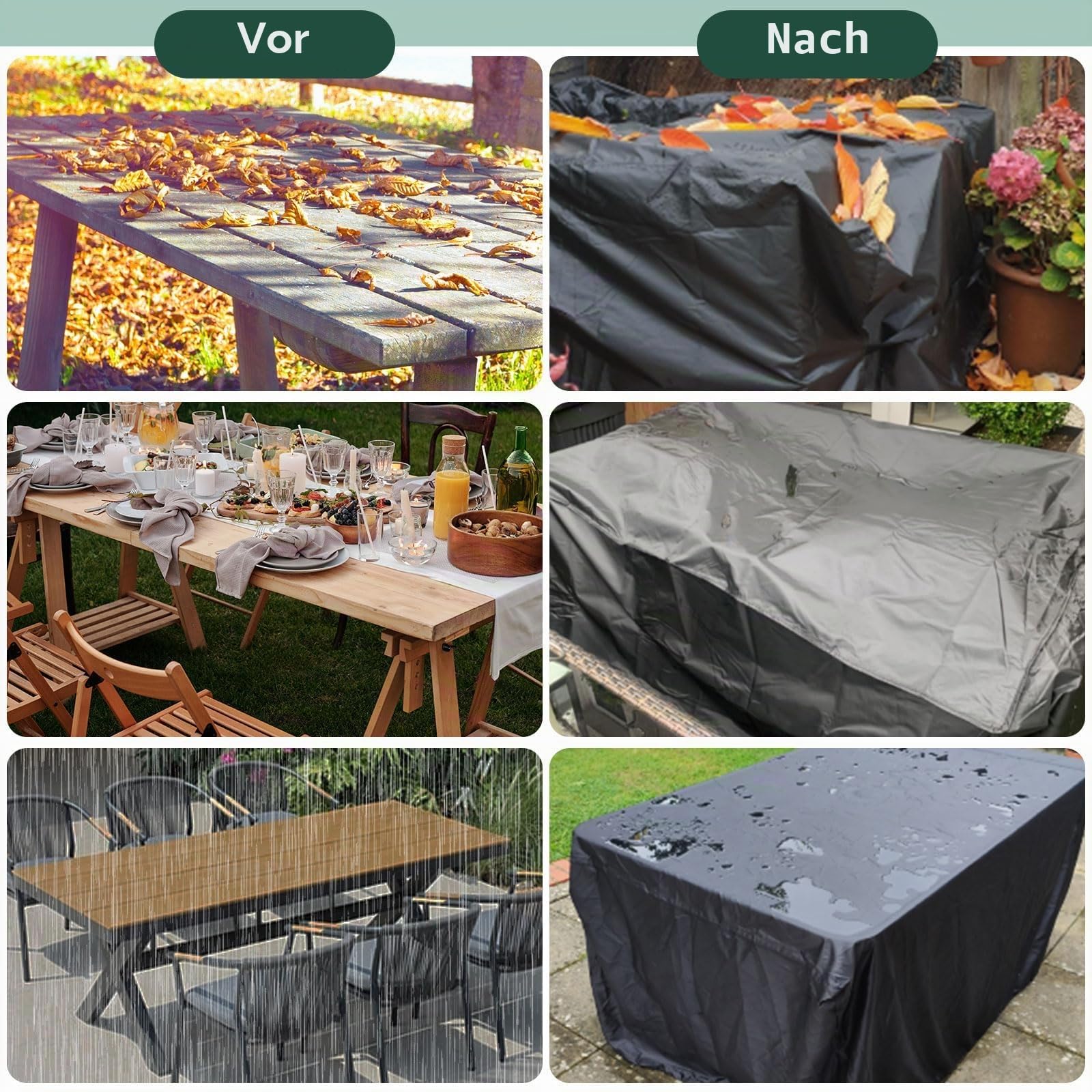 Gartenmöbel Abdeckung Wasserdicht, 300 x 250 x 90cm, Abdeckplane für Gartentische, Terrassenmöbel, Schutzhülle für Tische Und Stühle, Sofas, Rattanmöbel, 420d Oxford-Gewebe