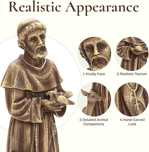 Miniatura 27 de LuxenHome - Estatua de Virgen María para exteriores, estatua religiosa de jardín de 30 pulgadas, estatua de la bendita madre al aire libre, estatuas