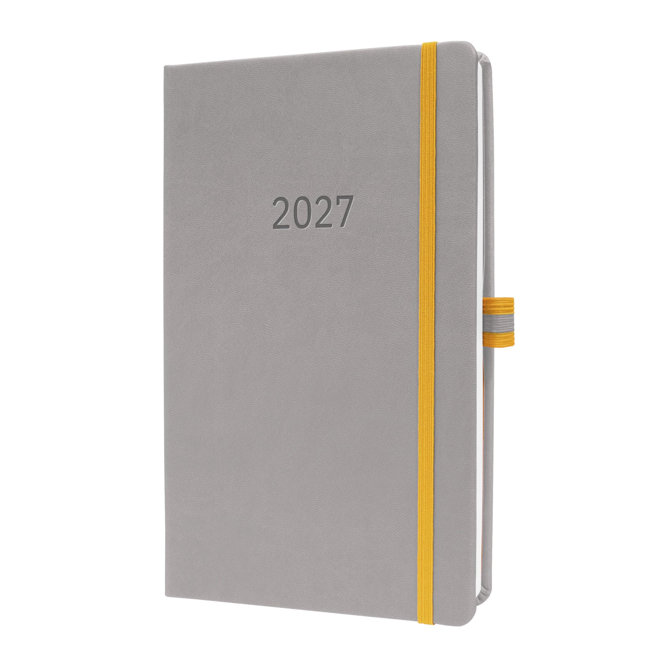 SIGEL L2700 Weekly planner Linescape 2027 EN - approx. A5 - light grey/yellow - vertical layout - 2 pages = 1 week - hardcover - 80 gsm - 176 p. - FSC-certified