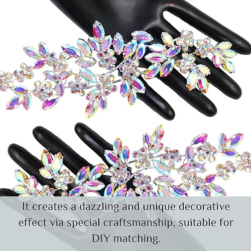 Miniatura 5 de PEARLY JUN Parches de apliques de cristal con diamantes de imitación para bricolaje, con cuentas, ropa de costura para cinturón de boda,