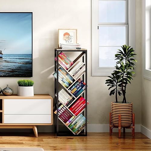 Miniatura 35 de Estantería de árbol – Estantería de árbol de 9 niveles para libros de tapa dura, estantería pequeña para espacios pequeños, estantes organizadores