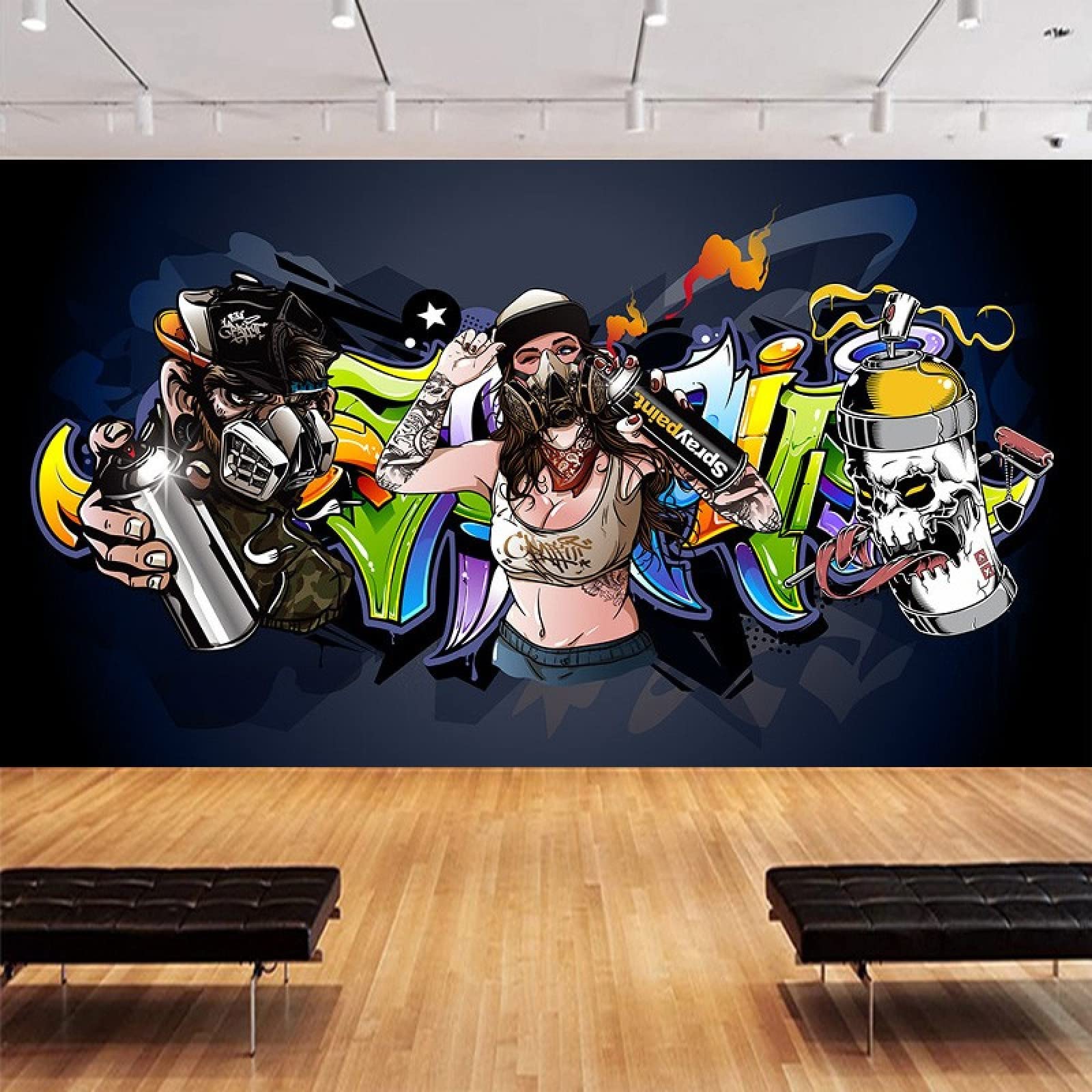 Negozio Di Carta Da Parati Graffiti Sala Da Ballo Hip-Hop Carta Da Parati Hip-Hop Palestra Club Murale Personalizzato Personalizzato-200Cmx140Cm