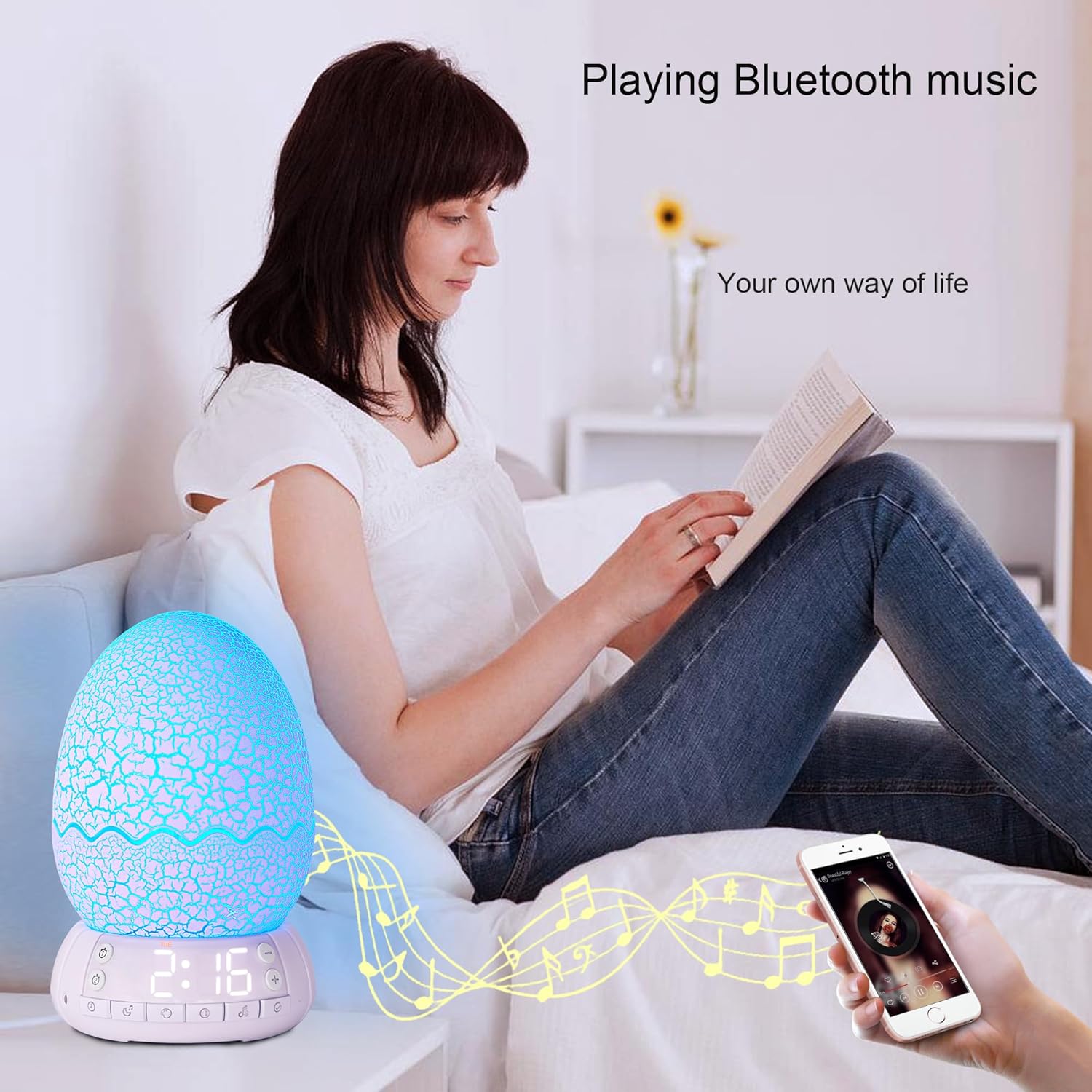 Unicorn Night Light for Kids with 20 Soothing Sounds & Bluetooth Speaker, Unicorn Digital Clock with 8 Color Changing & Dimmable Features, Timer Function, Ideal Birthday Gift for Girls/Family/Friends