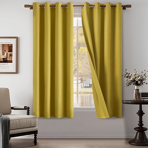 Miniatura 41 de Cortinas texturizadas de lino 100% opacas de 84 pulgadas de largo, juego de 2 paneles para sala de estar, dormitorio, cortinas opacas con ojales en