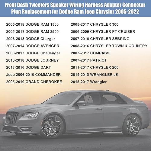 Miniatura 7 de G 72-7902 Arnés de altavoz para tweeters delanteros de tablero Adaptador conector enchufe de reemplazo para Dodge Ram Jeep Chrysler 2005-2022 Cable