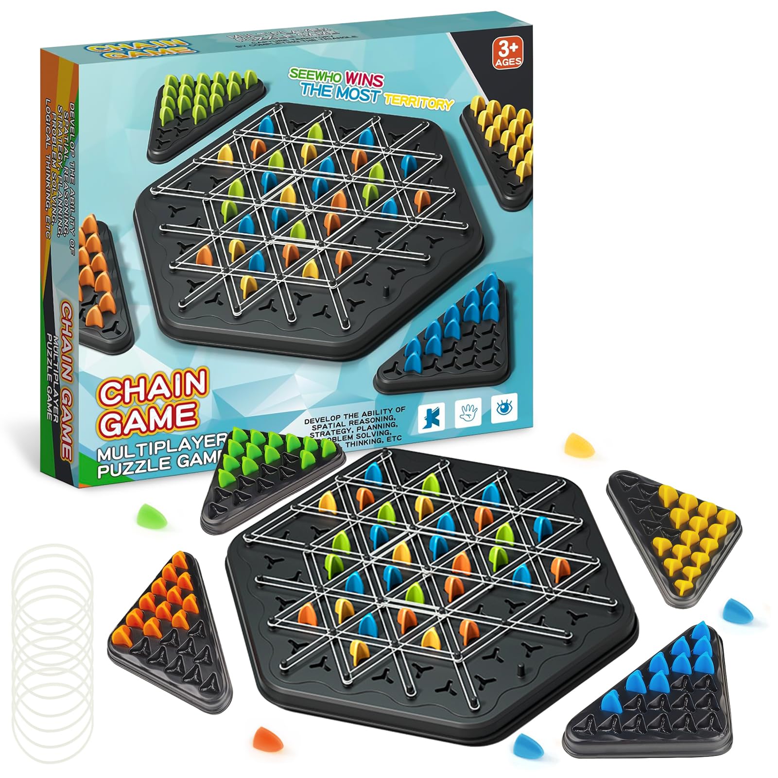 Triggle Gioco da Tavola,Scacchi Geometrici Gioco,Scacchi a Triangolo,Gioco da Tavolo Interattivo di Strategia,Gioco del Triangolo a Catena per Adulti e Bambini Famiglia Regalo
