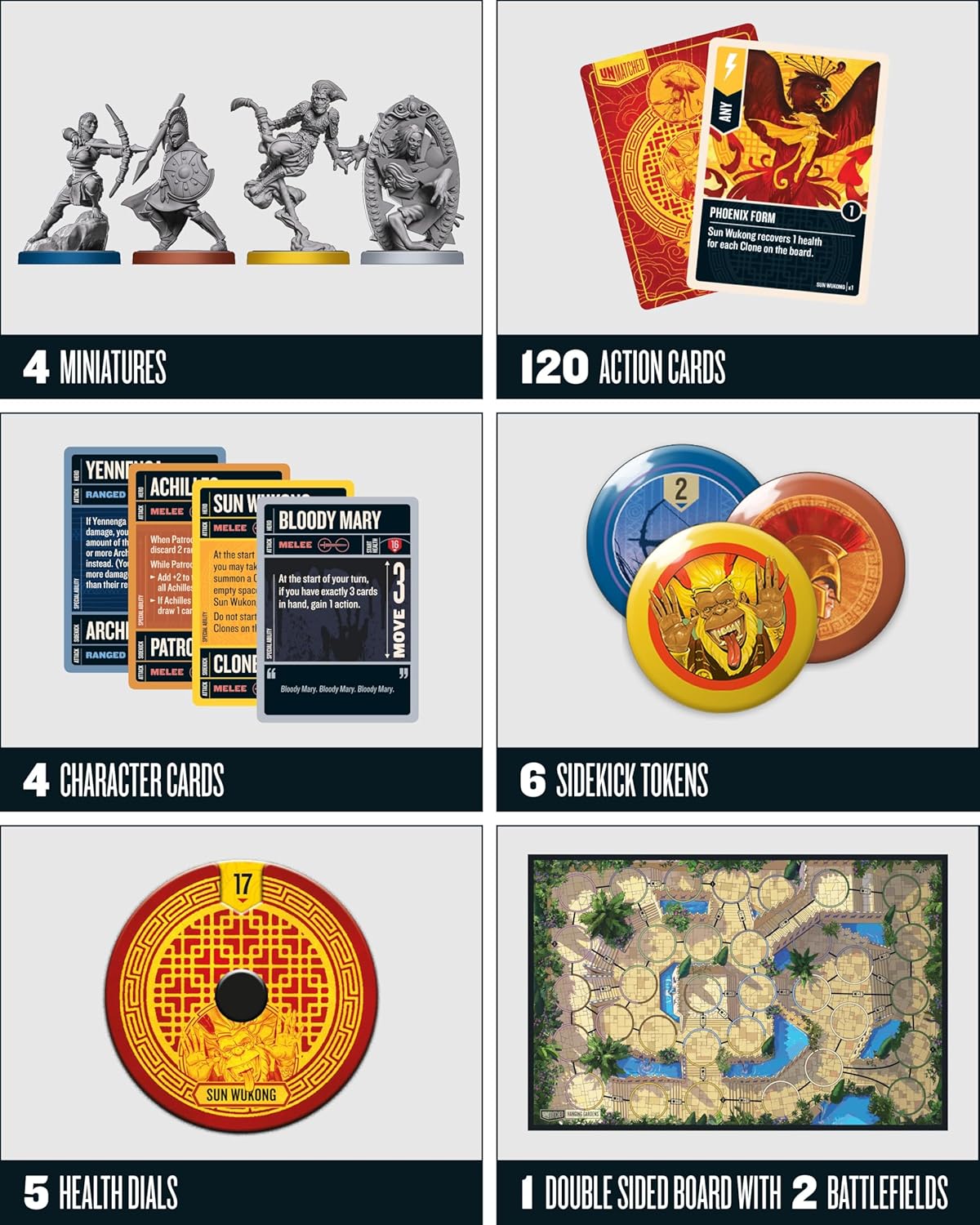 Restoration Games Unmatched Battle of Legends Vol 2 - Strategy Board Game for 2 to 4 Players - Expansion with 4 New Heroes and Battlefield - 20-40 Min Playtime - Ages 9+