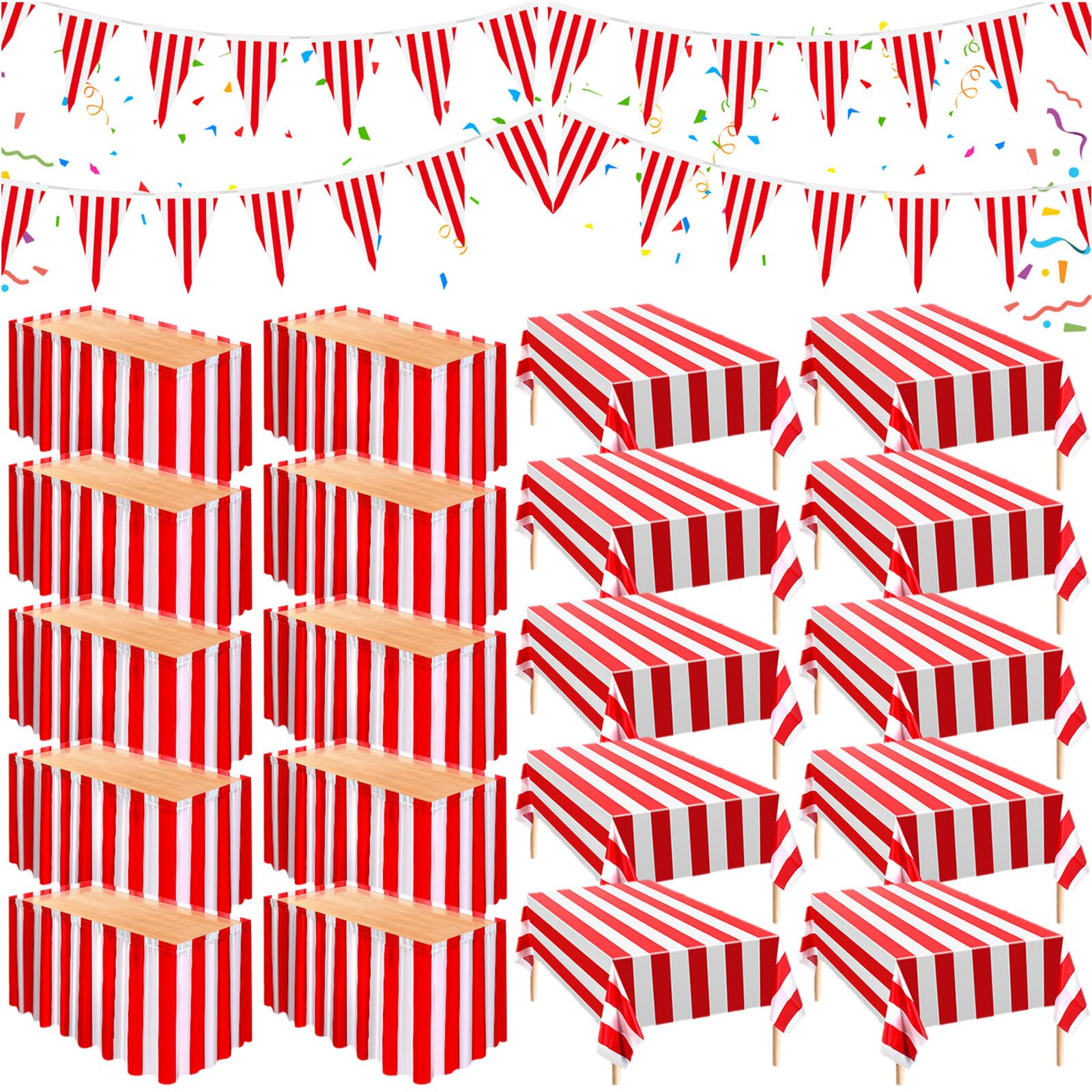 Nappes à rayures rouges et blanches pour anniversaire enfant thème cirque
