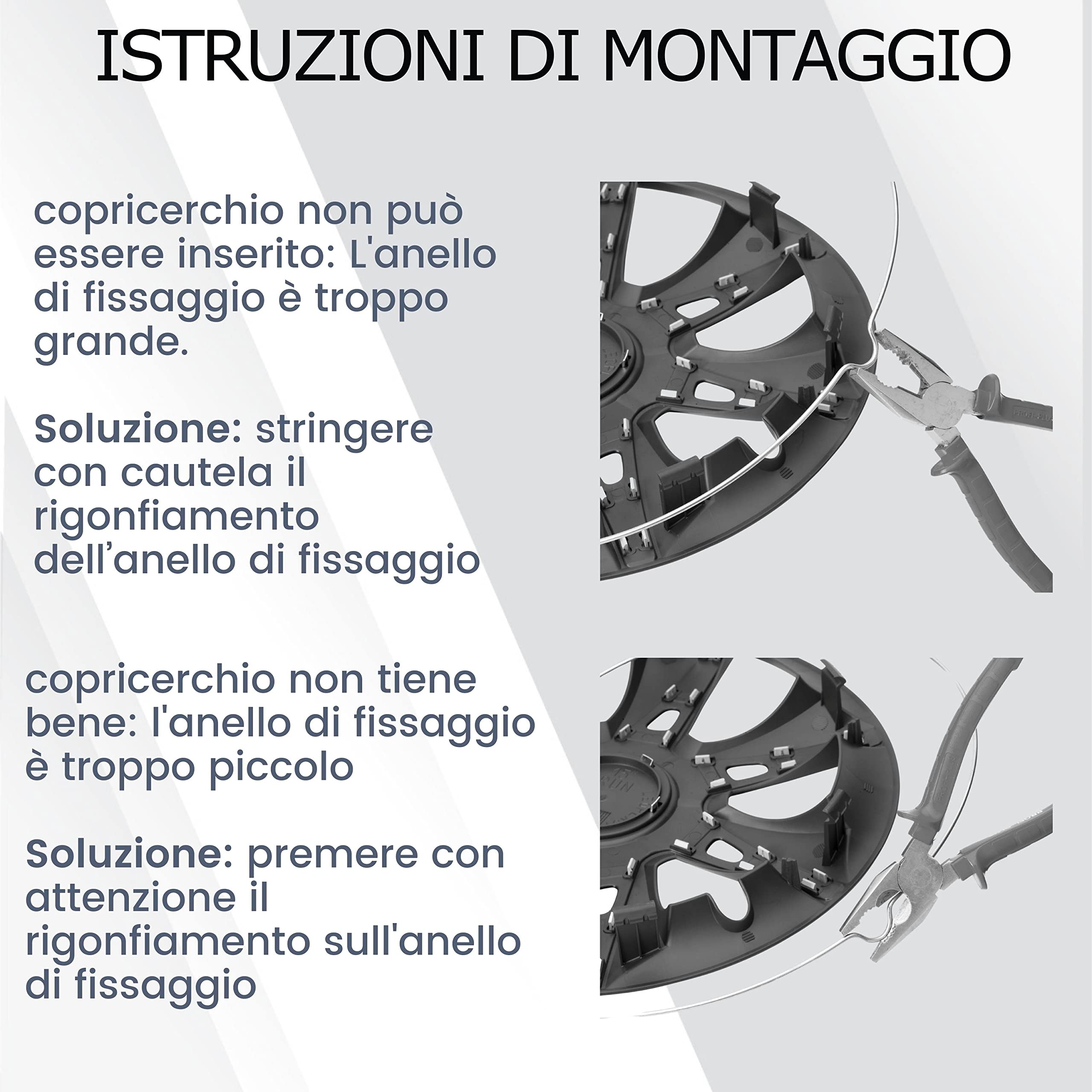 Copricerchi argento da 14 pollici, set da 4 copricerchi Aura, per la maggior parte delle marche di auto e cerchioni in acciaio, tappi decorativi in nero o argento