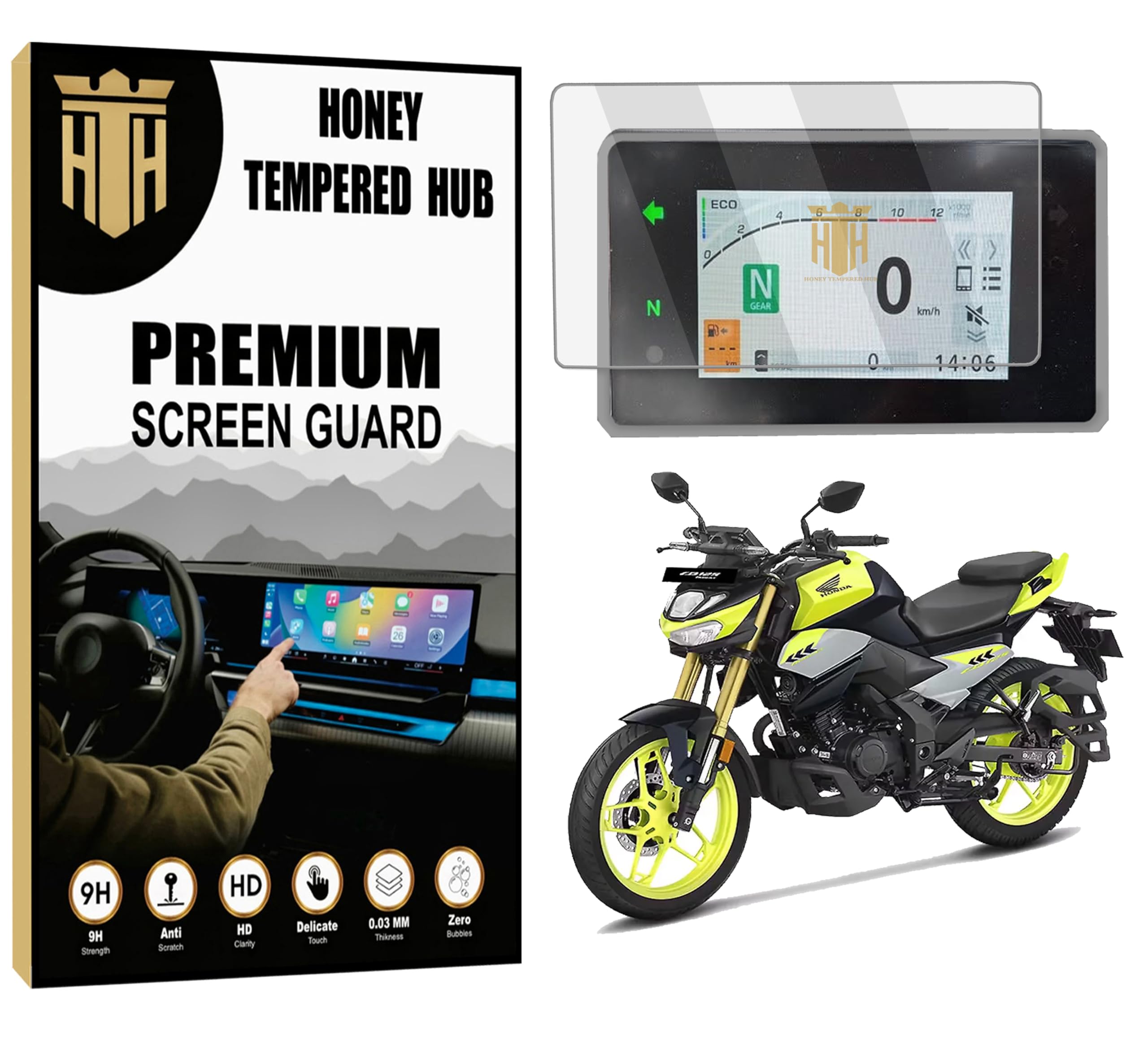 HONEY TEMPERED HUB Digital Meter Screen Guard For NEW HONDA CB HORNET 125 2025 Bike / 9H TFT Instrument Cluster Guard / HD Clarity / NEW HORNET 125 2025 Display Speedometer Console Accessory [Not Tempered Glass]-image-16