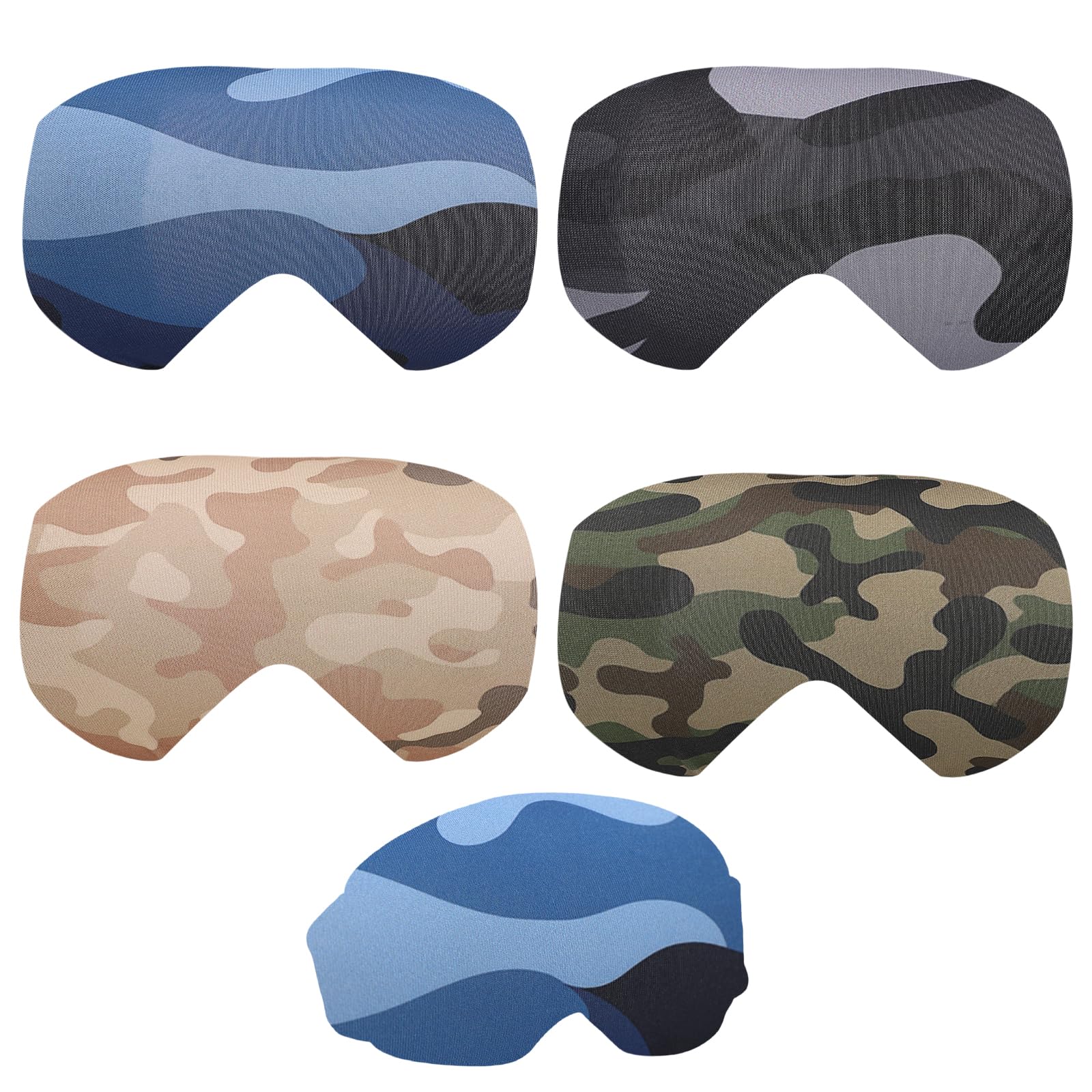 Sinbana 4pcs Ski Snowboard Goggle Cover Sleeves, 4 Camouflage Patterns Polyester Ski Goggle Lens Cover Protectors for Adults Kids Travel Storage Accessories Scratch-Resistant & Dust-Resistant