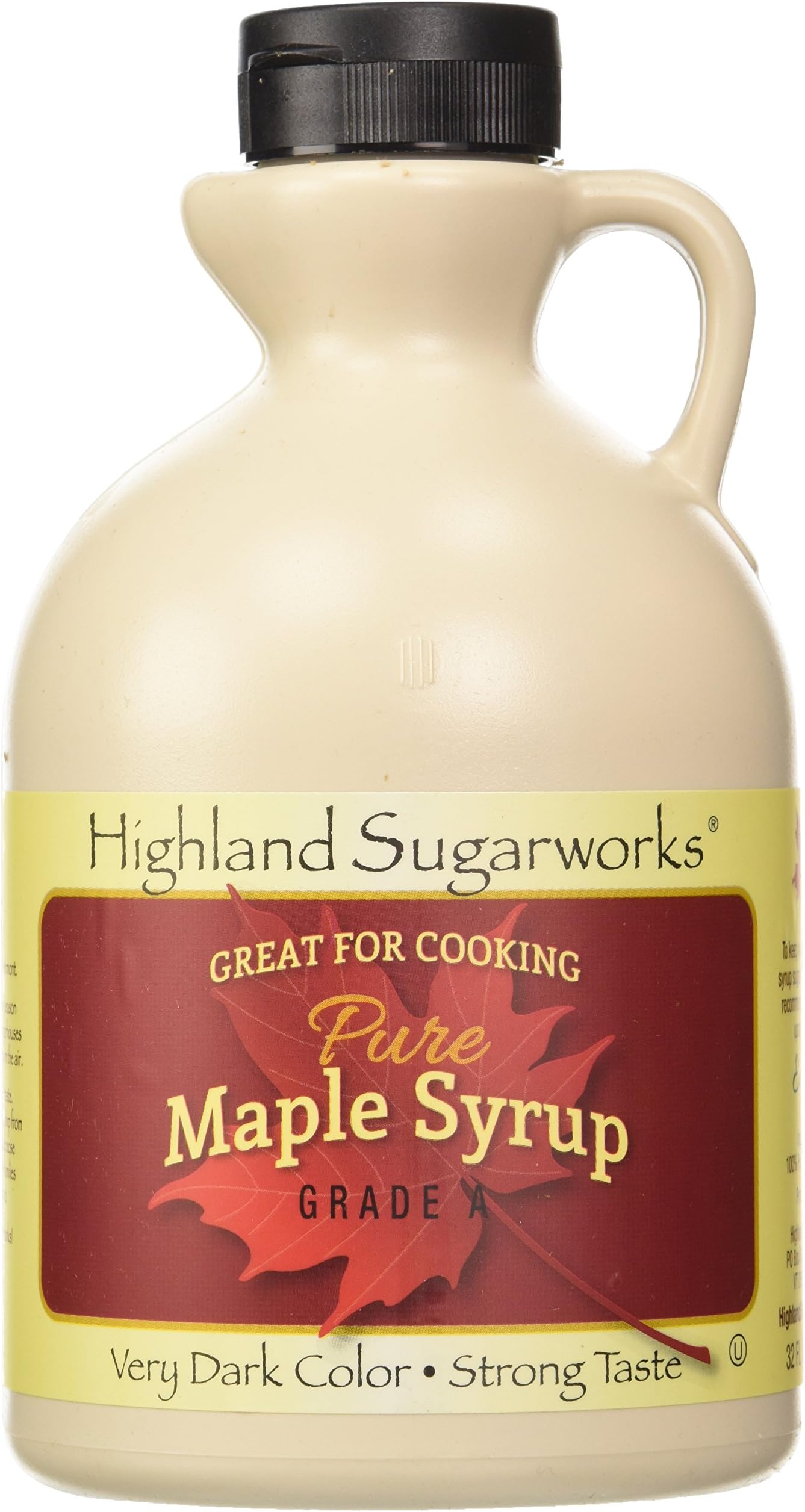 Highland Sugarworks Jug 100% Maple Syrup Pure Very Dark Color Strong Taste, 32 oz (Packing May Vary)