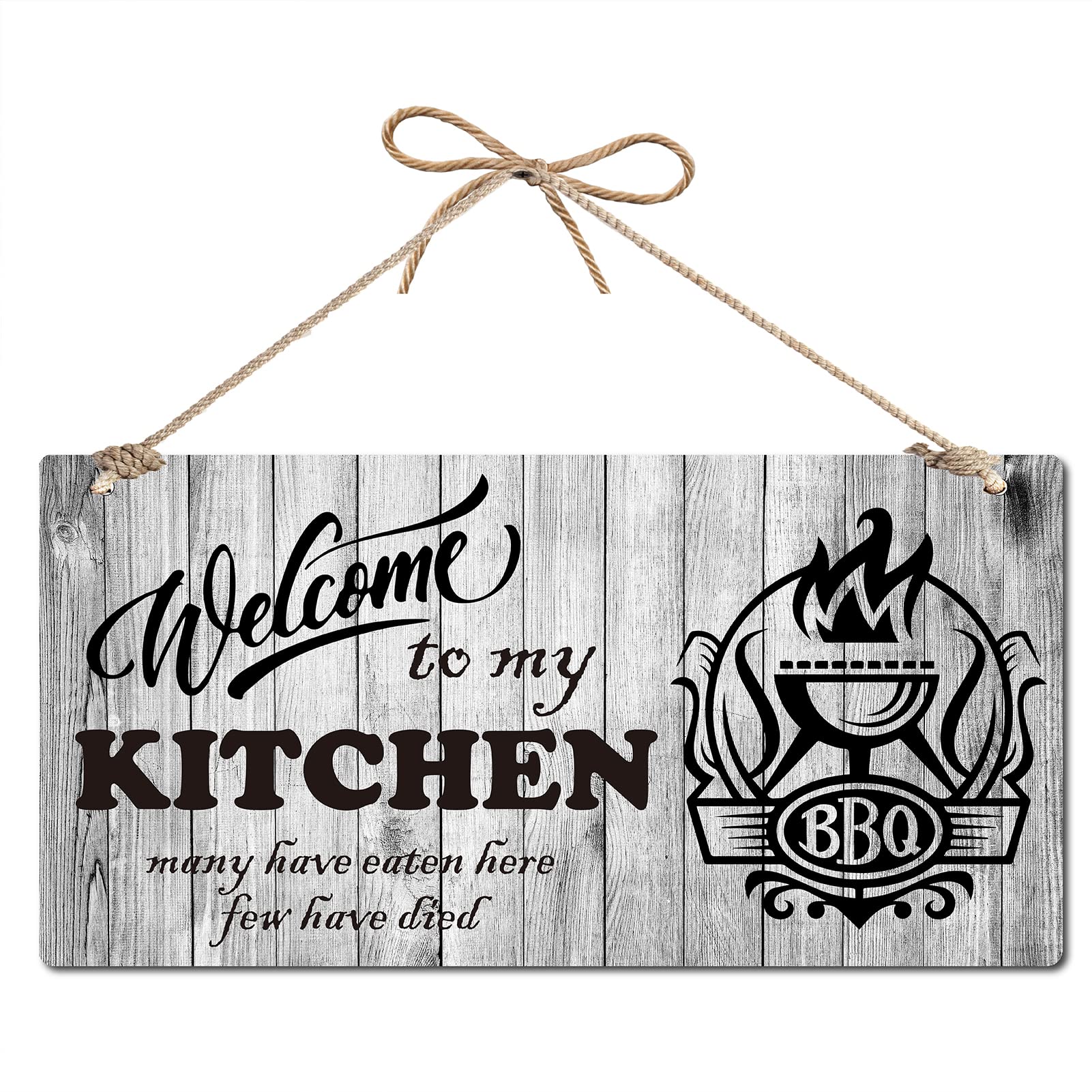 CREATCABIN Hanging Signs and Plaques Welcome To My Kitchen Funny BBQ Wall Art Sign Water Proof Home Decor Accessory Door Craft Artwork Gifts 11.8x6inch, PVC