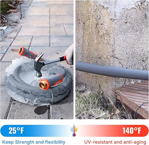 Miniatura 6 de YAMATIC Manguera de jardín resistente de 58 pulgadas x 50 pies con mango giratorio, manguera de agua súper flexible, para todo tipo de clima,