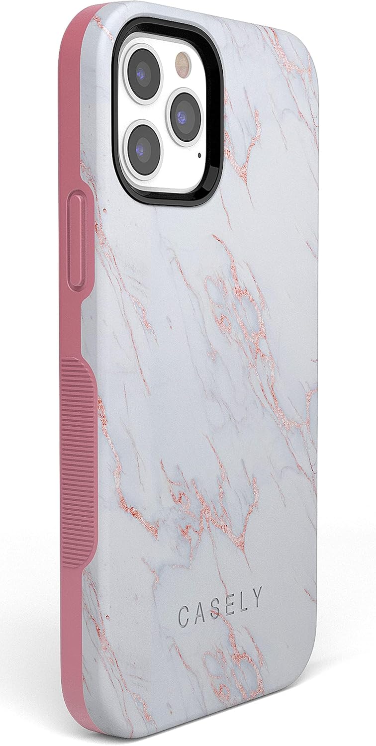 Casely iPhone 11 Pro Max Case | Subtle Blush | White and Pink Marble | Bold Protective Design