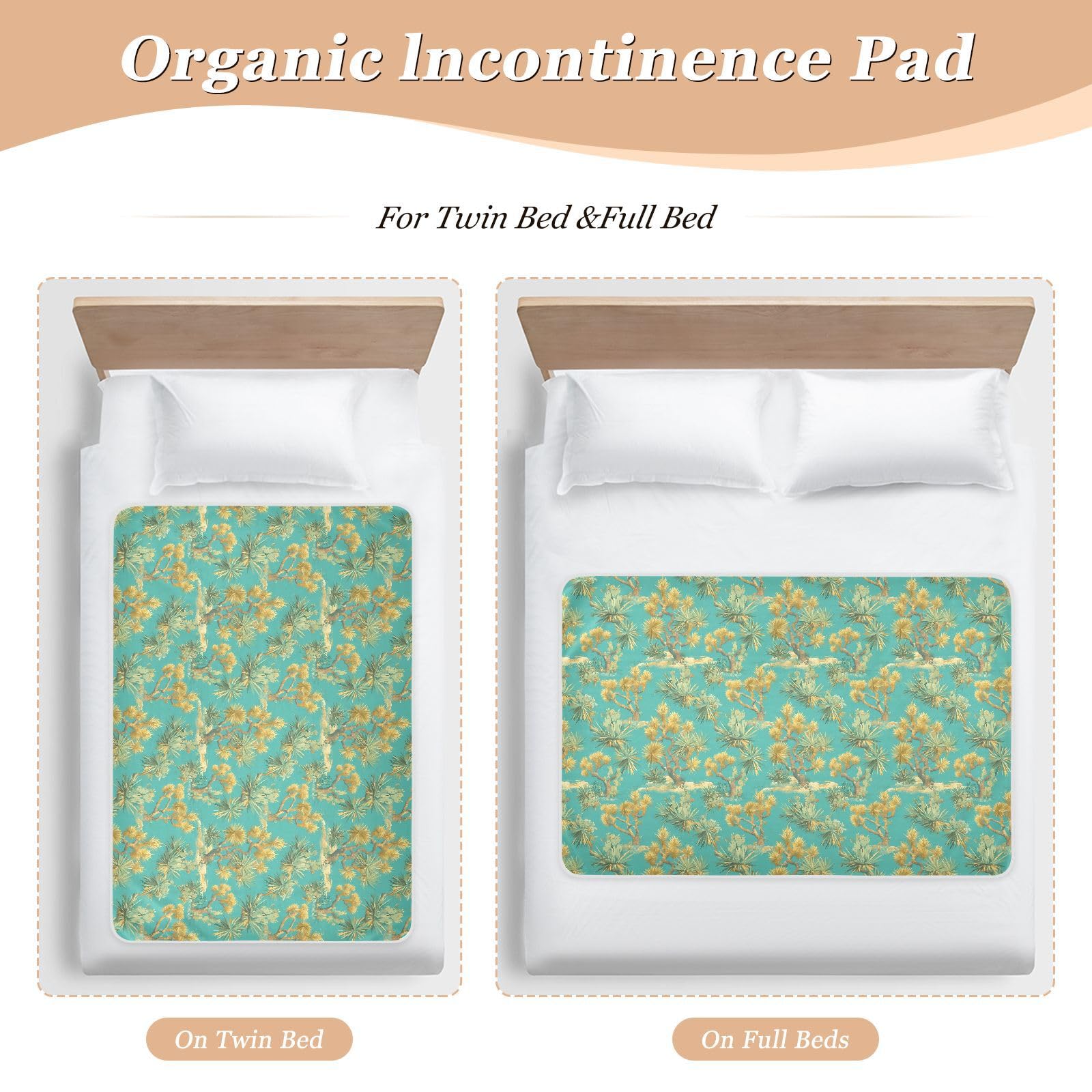 Desert Greens Tapis d'apprentissage de la propreté réutilisable extra large résistant à l'eau Tapis à langer antidérapant pour enfants adultes animaux domestiques 132,1 x 86,4 cm (L x l)