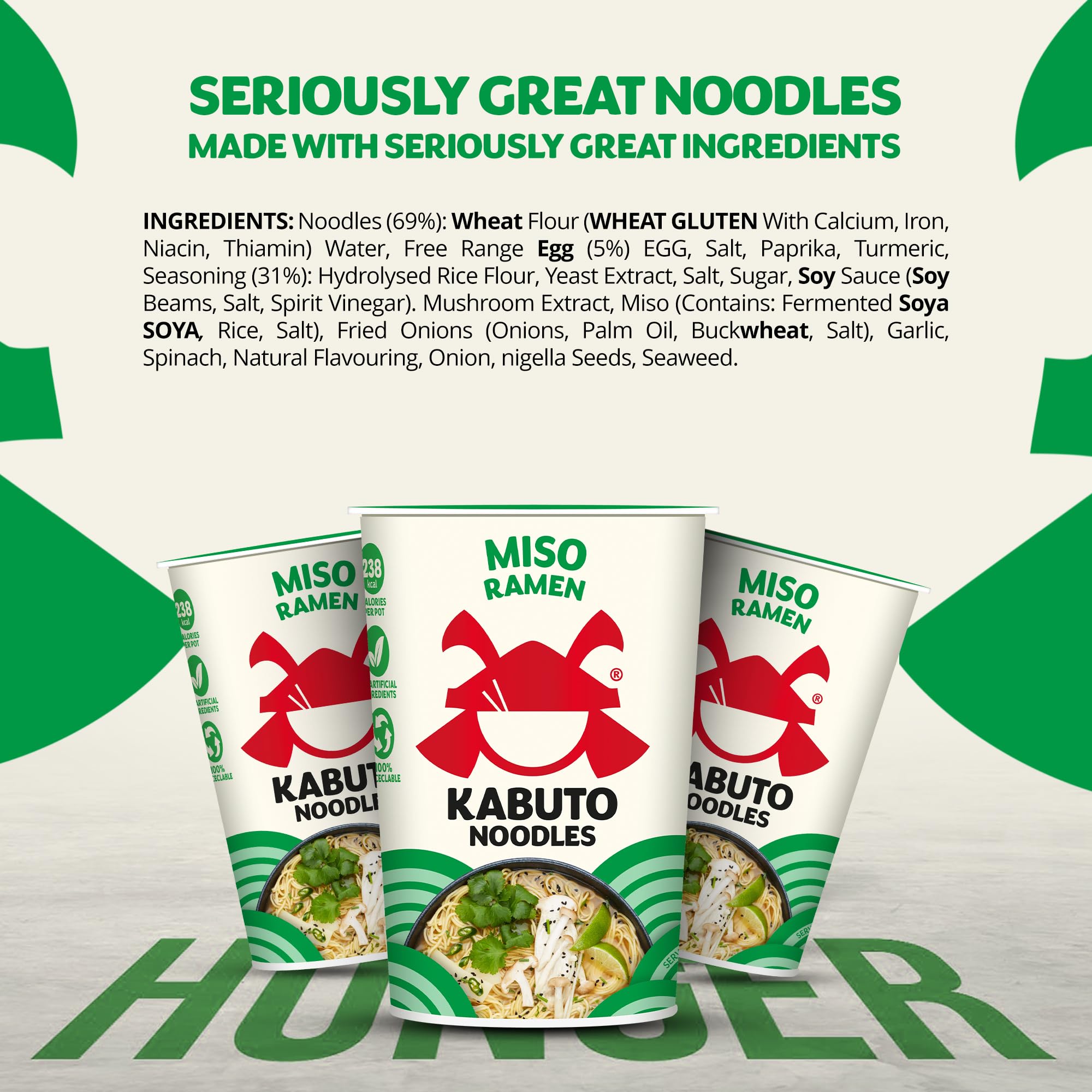 Kabuto Miso Ramen Noodles 6 x 65 g | Premium Instant Ramen Noodles | Autentyczny japoński garnek do makaronu | Szybki i łatwy gotowy posiłek | Gourmet Asian Food | Certyfikat B-Corp