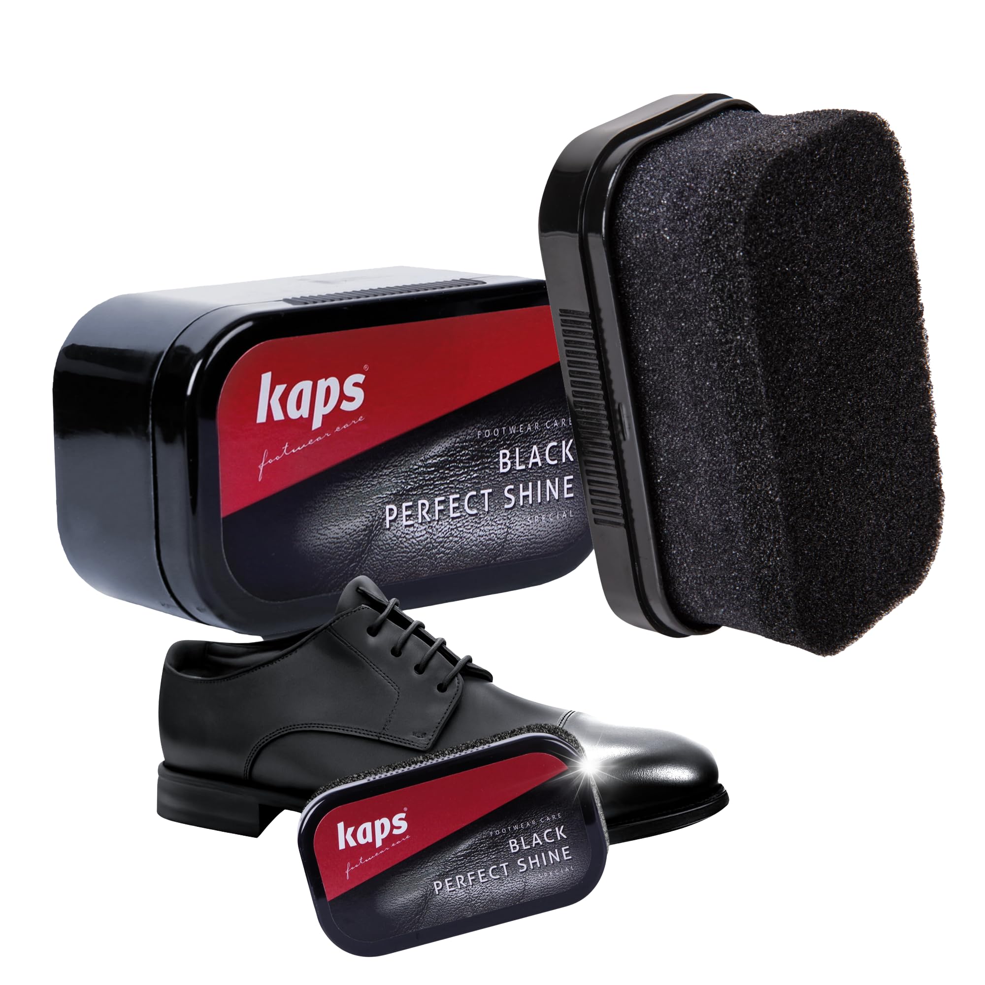 Sponsored Ad – Kaps Shoe Polish Sponge Gives Instant Gloss, For Leather Shoes Boots Bags, Perfect Shine, (Black)