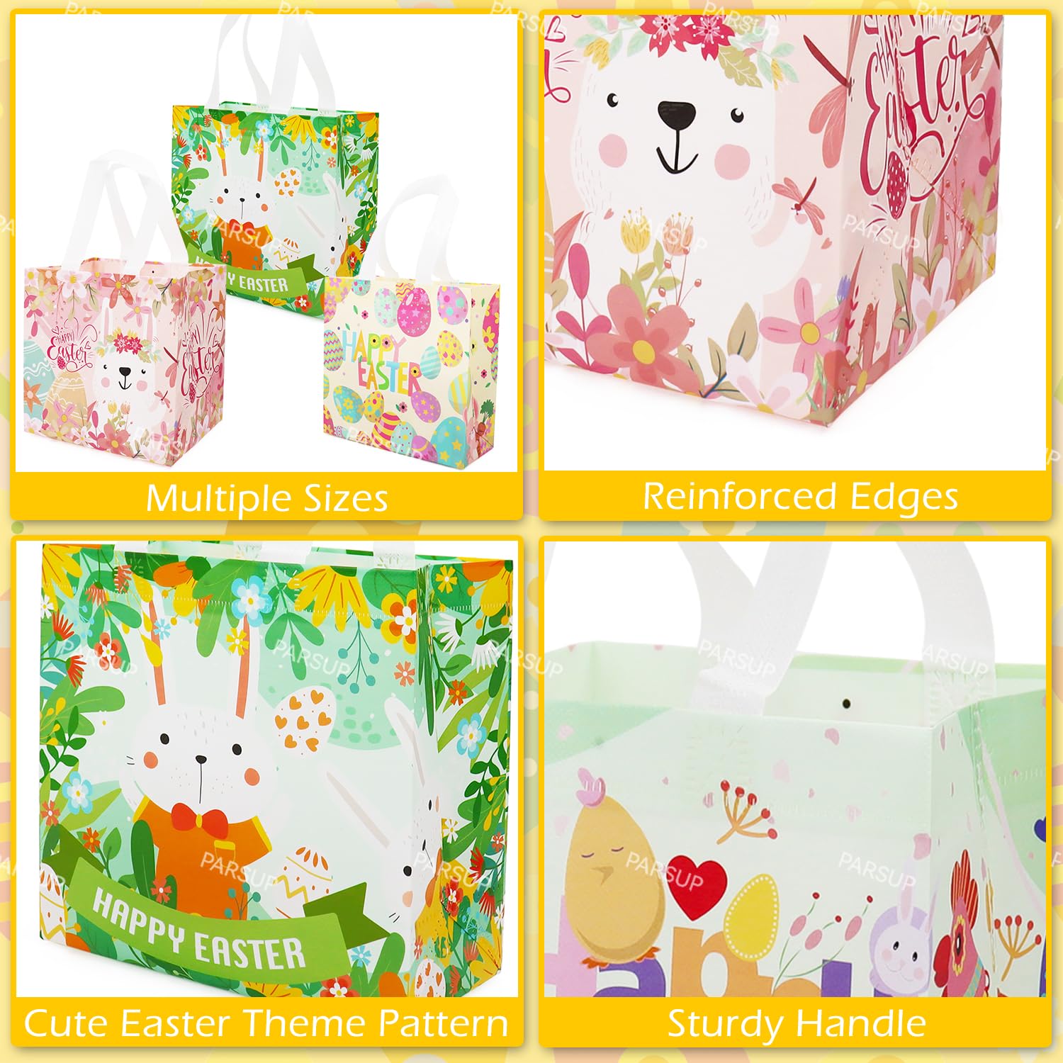 PARSUP Lot De 12 Sacs De Chasse Aux œufs De Pâques Avec Poignées, Sacs