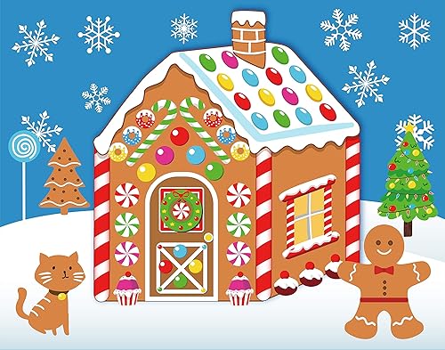 32PCS Make-a-Gingerbread House Stickers para niños - Juego de fiesta de Navidad/Manualidad/Actividad/Favor/Suministros - 16 productos terminados